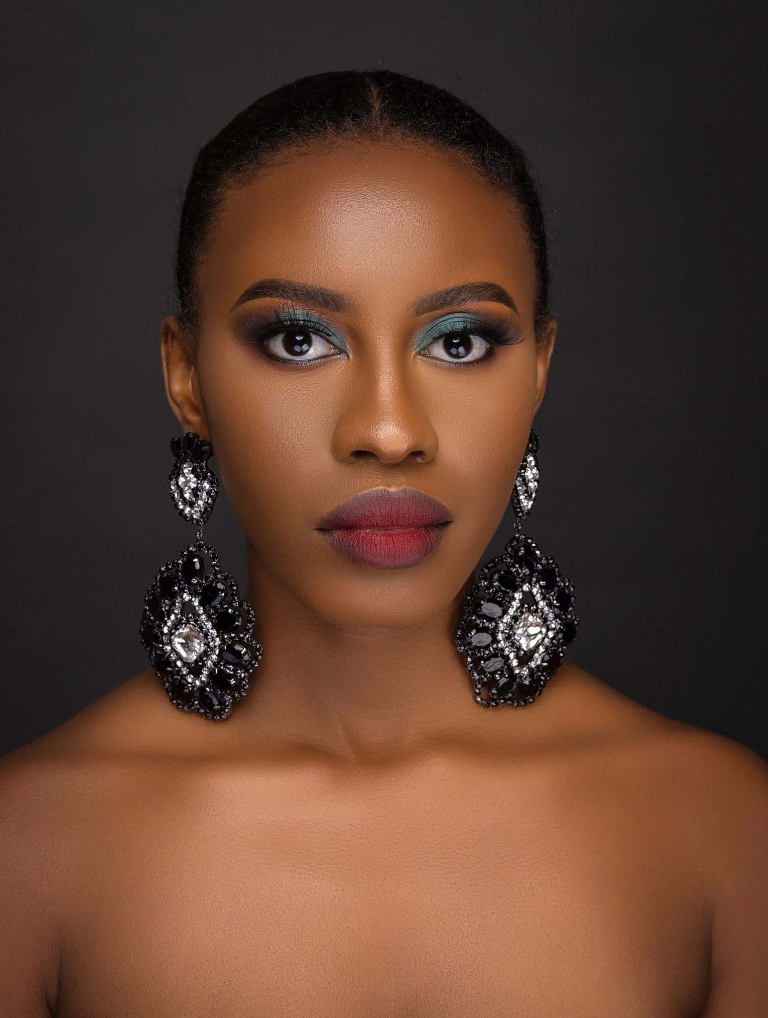 Big Elegant Statement Diamante Rhinestone Earrings – Black & Silver Crystal Dangle Jewellery - Fatisha Boutique