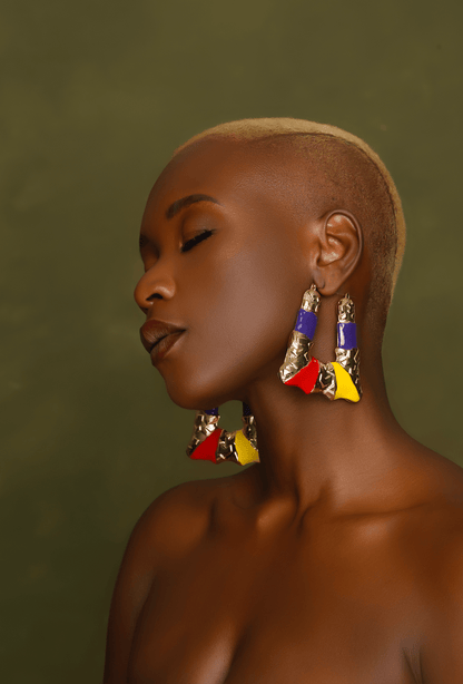 Big Multicolour Funky Punk Pop Trendy Statement Alloy Dangle Earrings - Fatisha Boutique