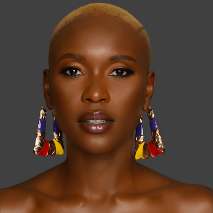 Big Multicolour Funky Punk Pop Trendy Statement Alloy Dangle Earrings - Fatisha Boutique
