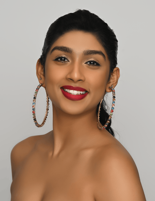 Big Trendy Rhinestone&nbsp; Statement Hoop Earrings - Fatisha Boutique