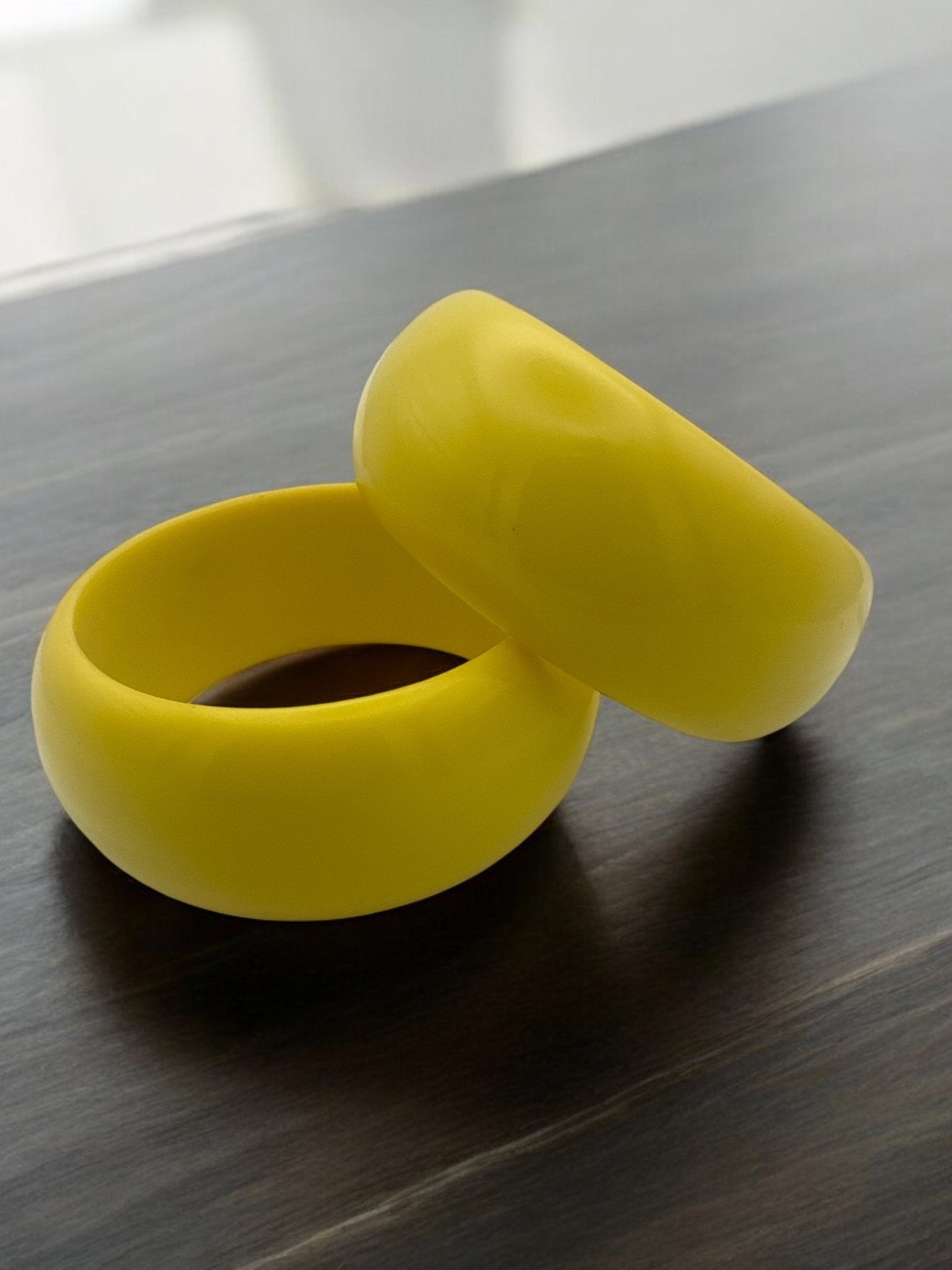 Big Yellow Resin Statement Bangles | Chunky Bold Jewellery | Retro Fashion - Fatisha Boutique