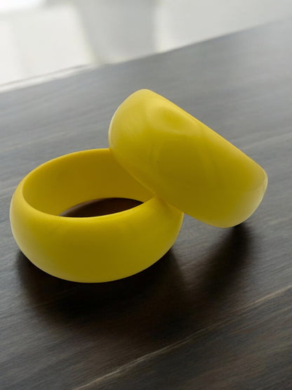 Big Yellow Resin Statement Bangles | Chunky Bold Jewellery | Retro Fashion - Fatisha Boutique