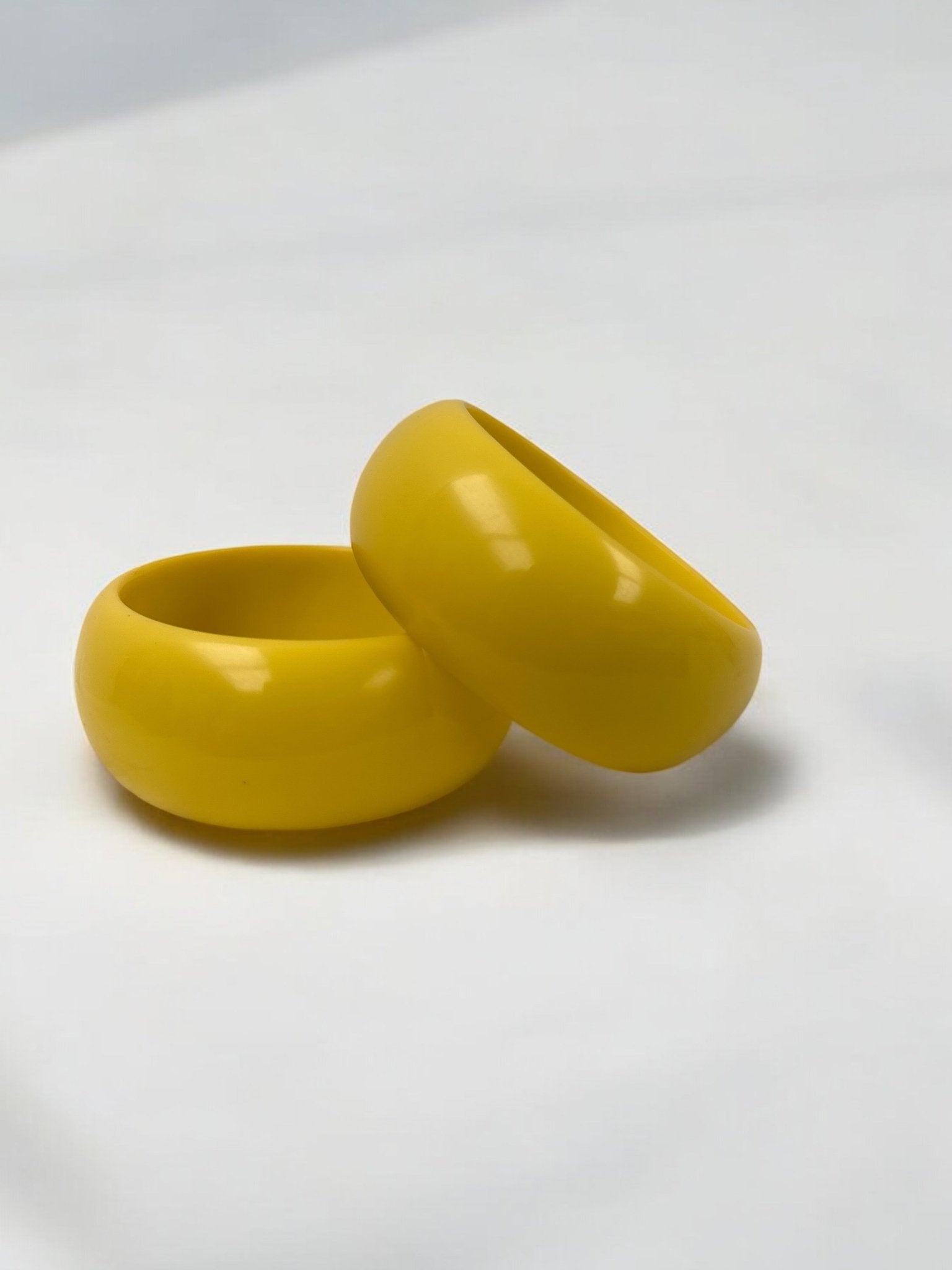 Big Yellow Resin Statement Bangles | Chunky Bold Jewellery | Retro Fashion - Fatisha Boutique
