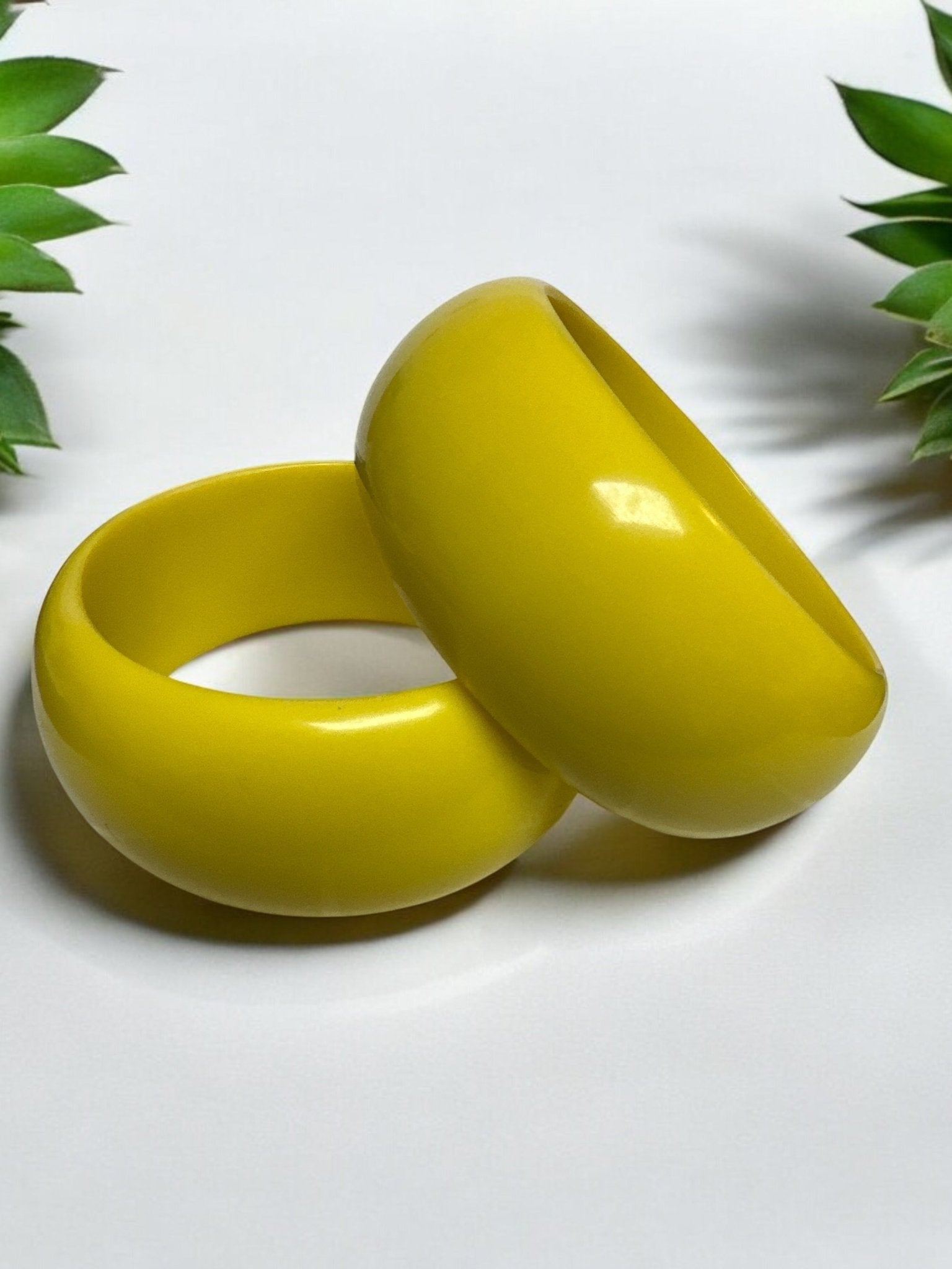 Big Yellow Resin Statement Bangles | Chunky Bold Jewellery | Retro Fashion - Fatisha Boutique