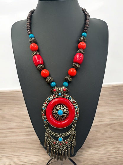 Bohemia Ethnic Beaded Resin Pendant Necklace - Fatisha Boutique