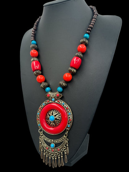 Bohemia Ethnic Beaded Resin Pendant Necklace - Fatisha Boutique