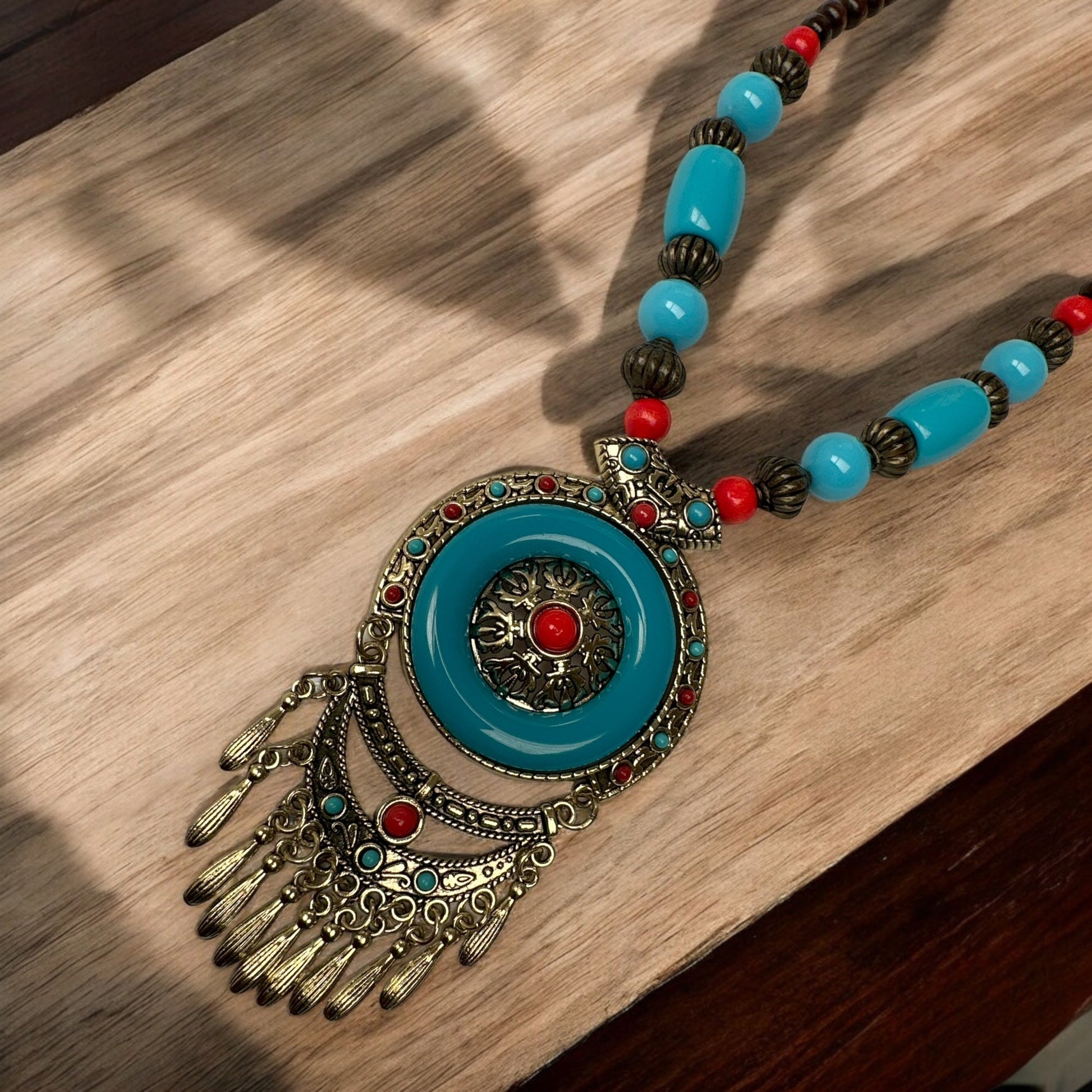 Bohemia Ethnic Beaded Resin Pendant Necklace - Fatisha Boutique