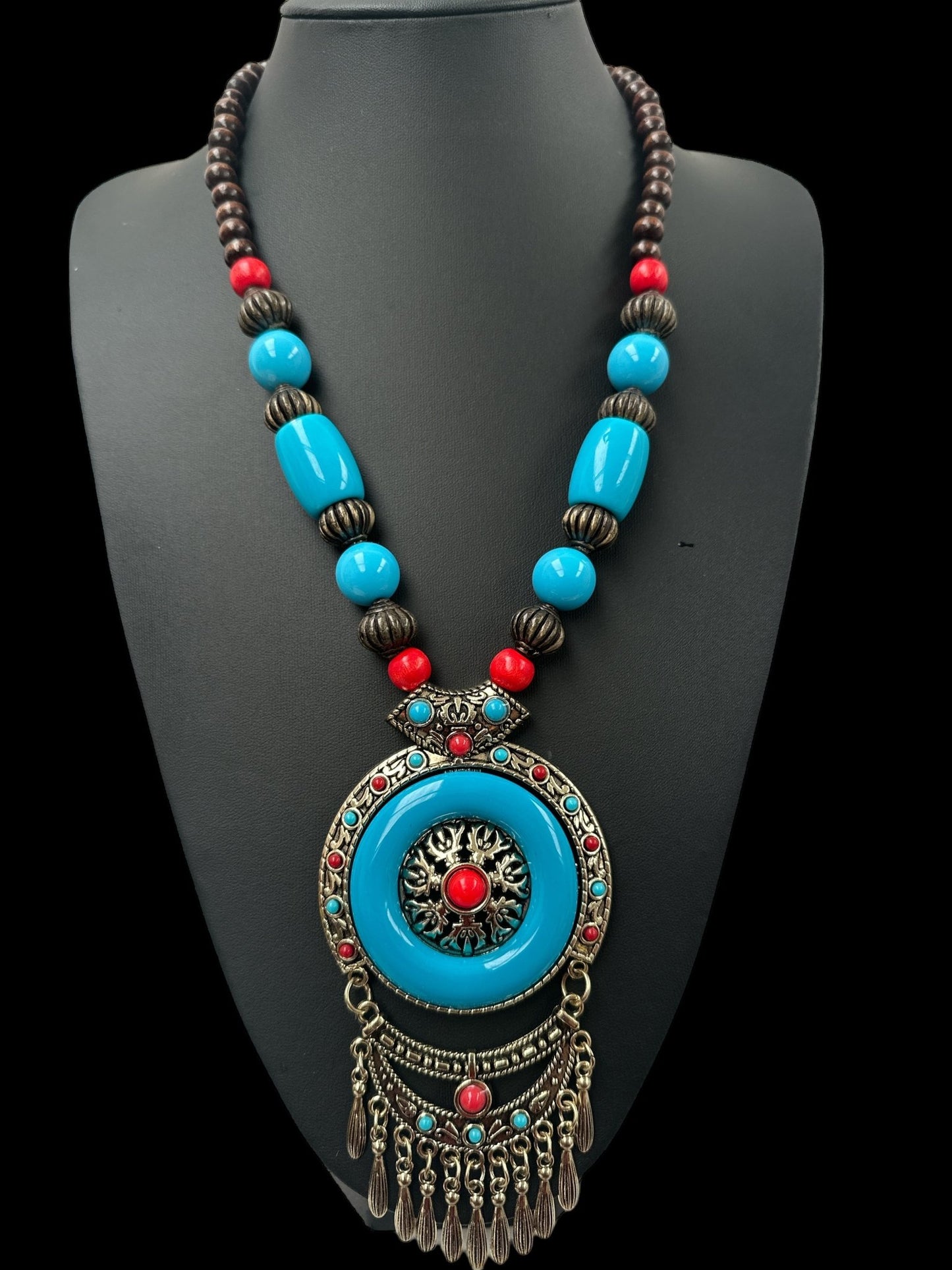 Bohemia Ethnic Beaded Resin Pendant Necklace - Fatisha Boutique