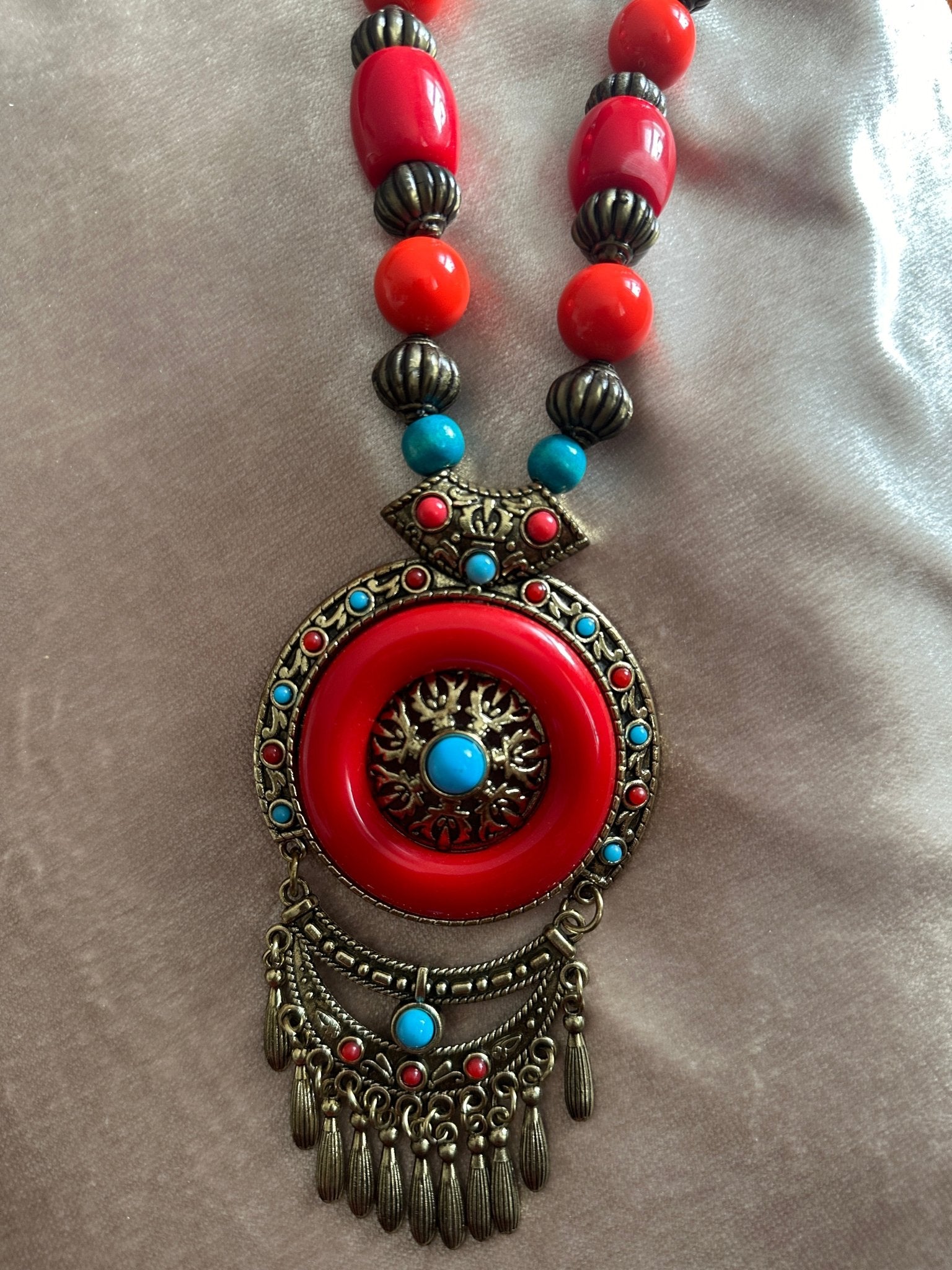 Bohemia Ethnic Beaded Resin Pendant Necklace - Fatisha Boutique