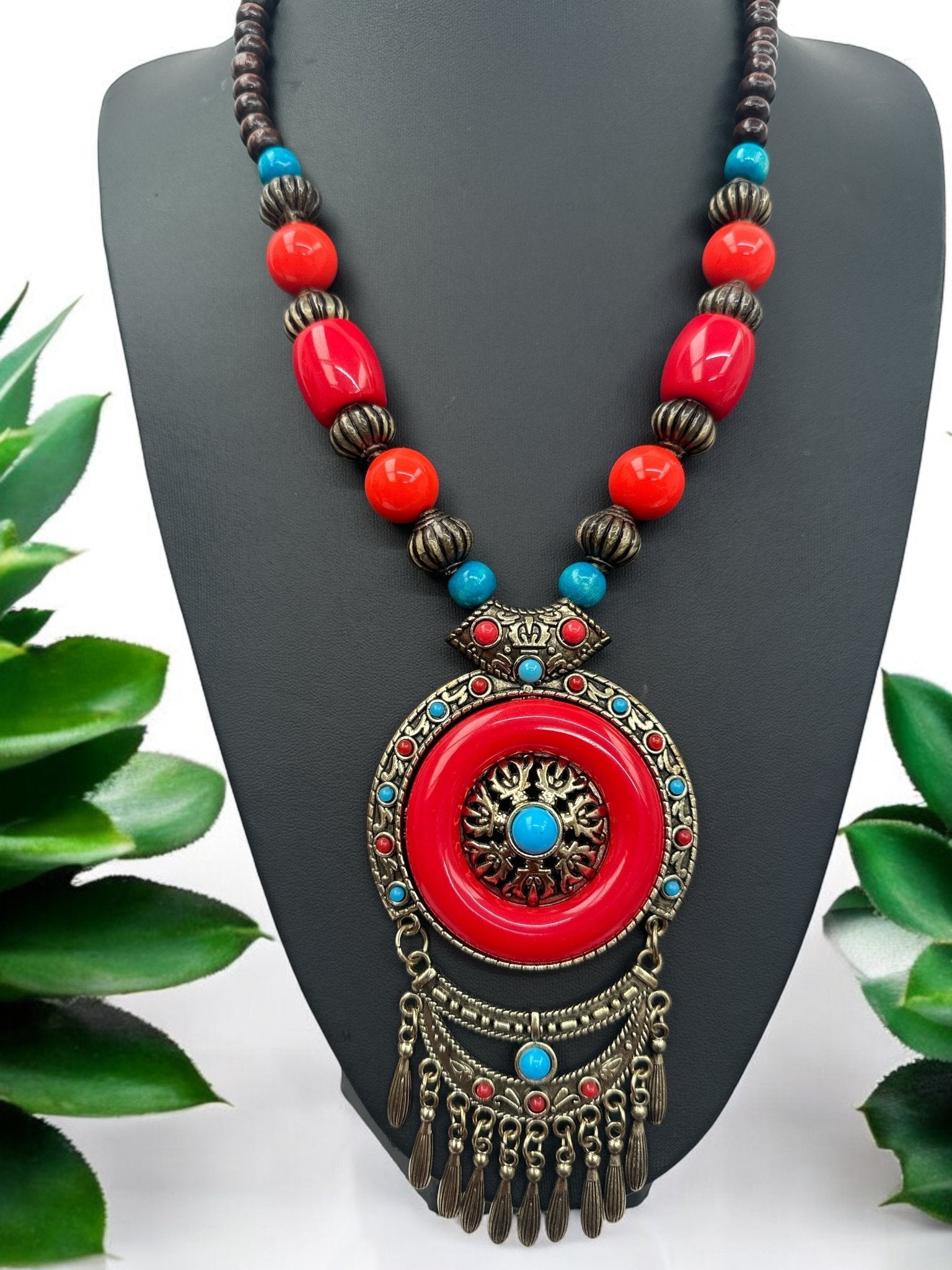Bohemia Ethnic Beaded Resin Pendant Necklace - Fatisha Boutique