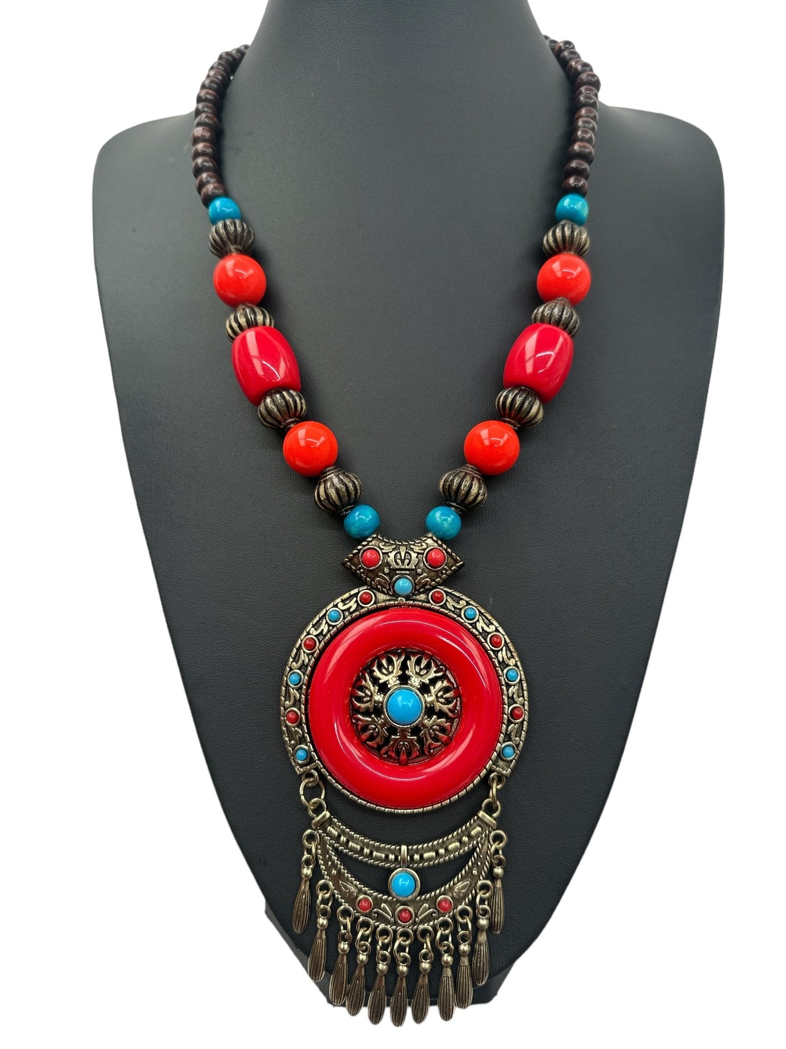 Bohemia Ethnic Beaded Resin Pendant Necklace - Fatisha Boutique