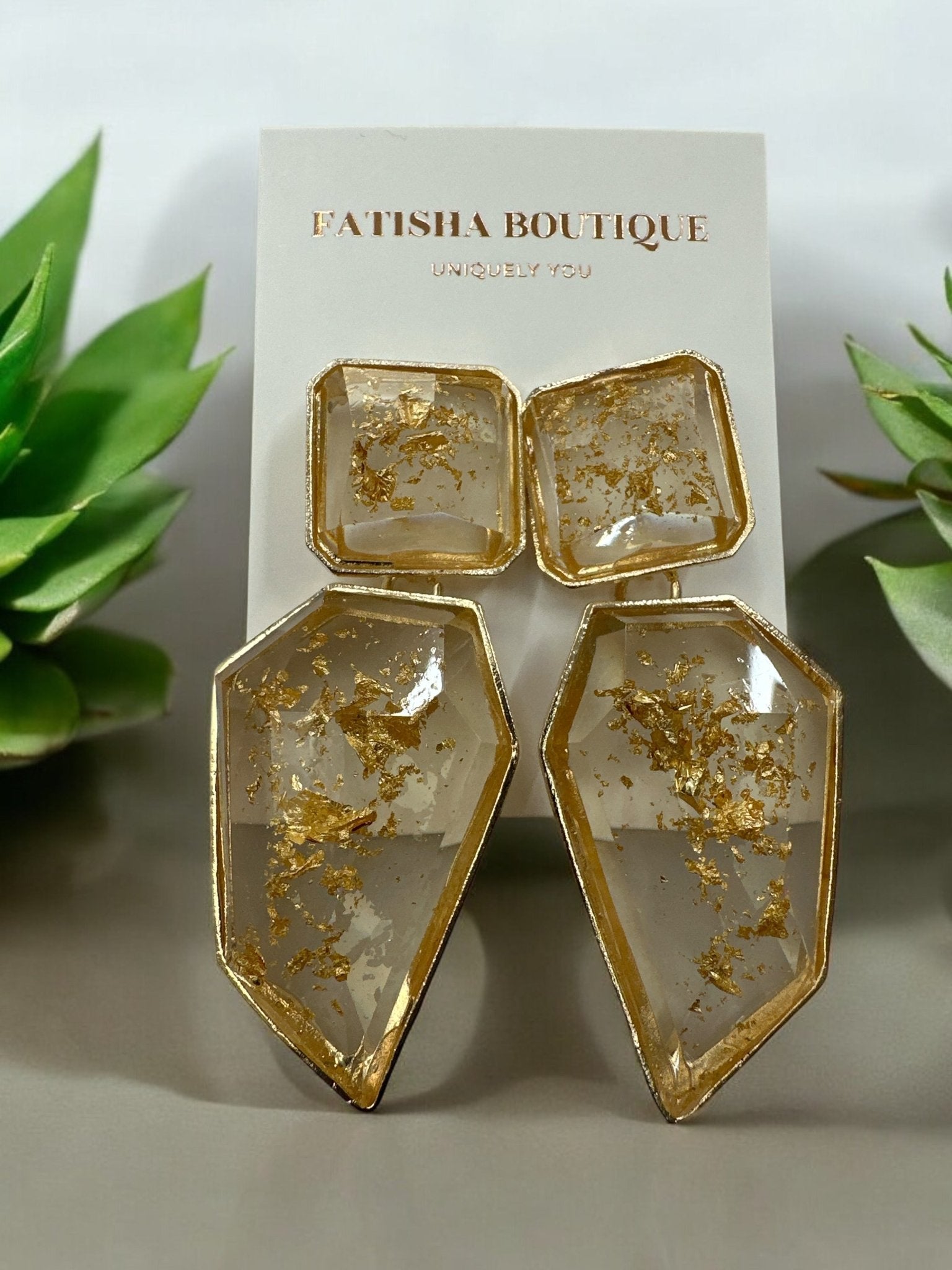 Bohemia Geometric Shaped Acetate Statement Dangle Earrings - Fatisha Boutique