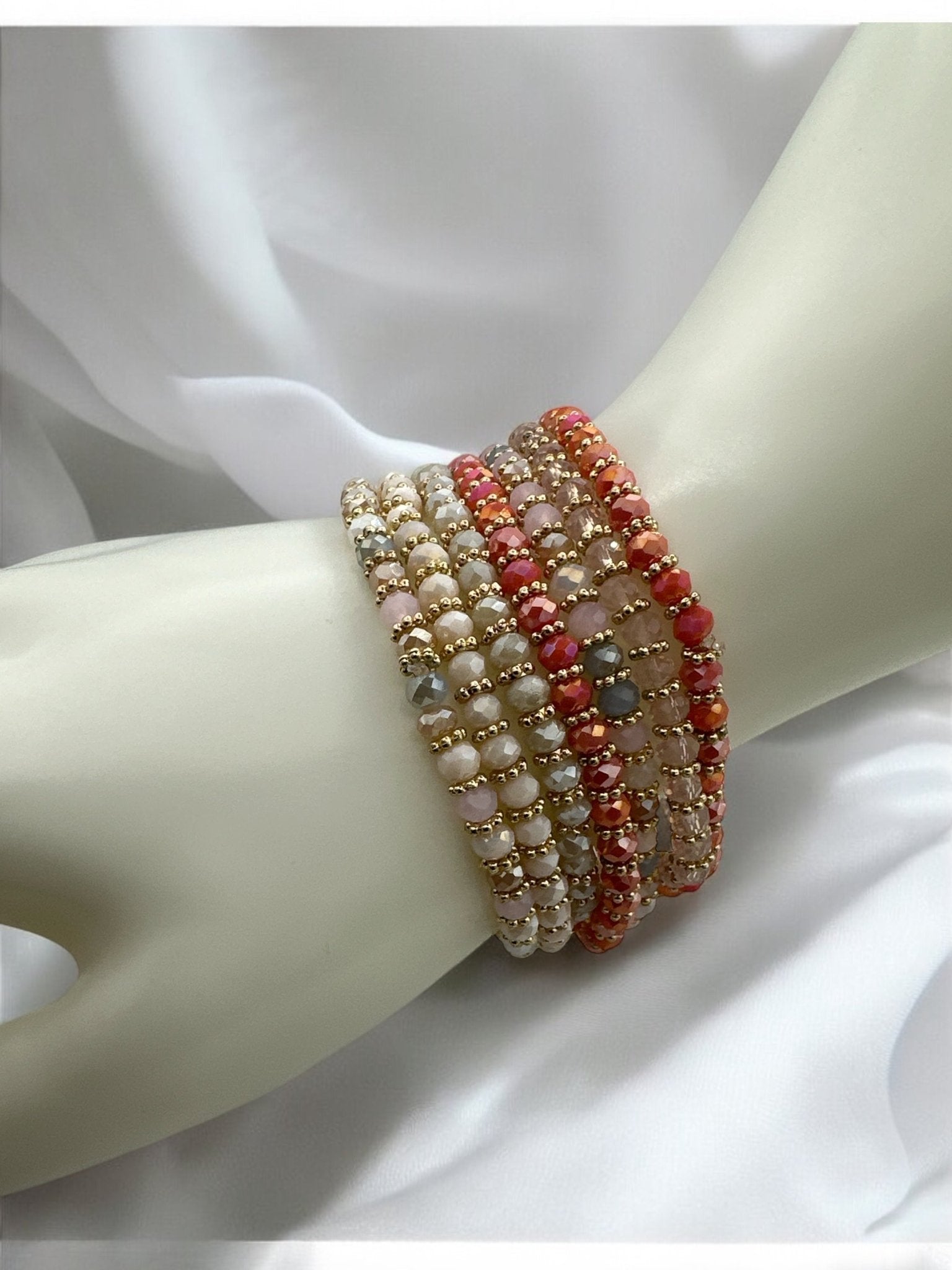 Bohemian 7 - Piece Crystal Beaded Bangles Bracelet Set - Fatisha Boutique
