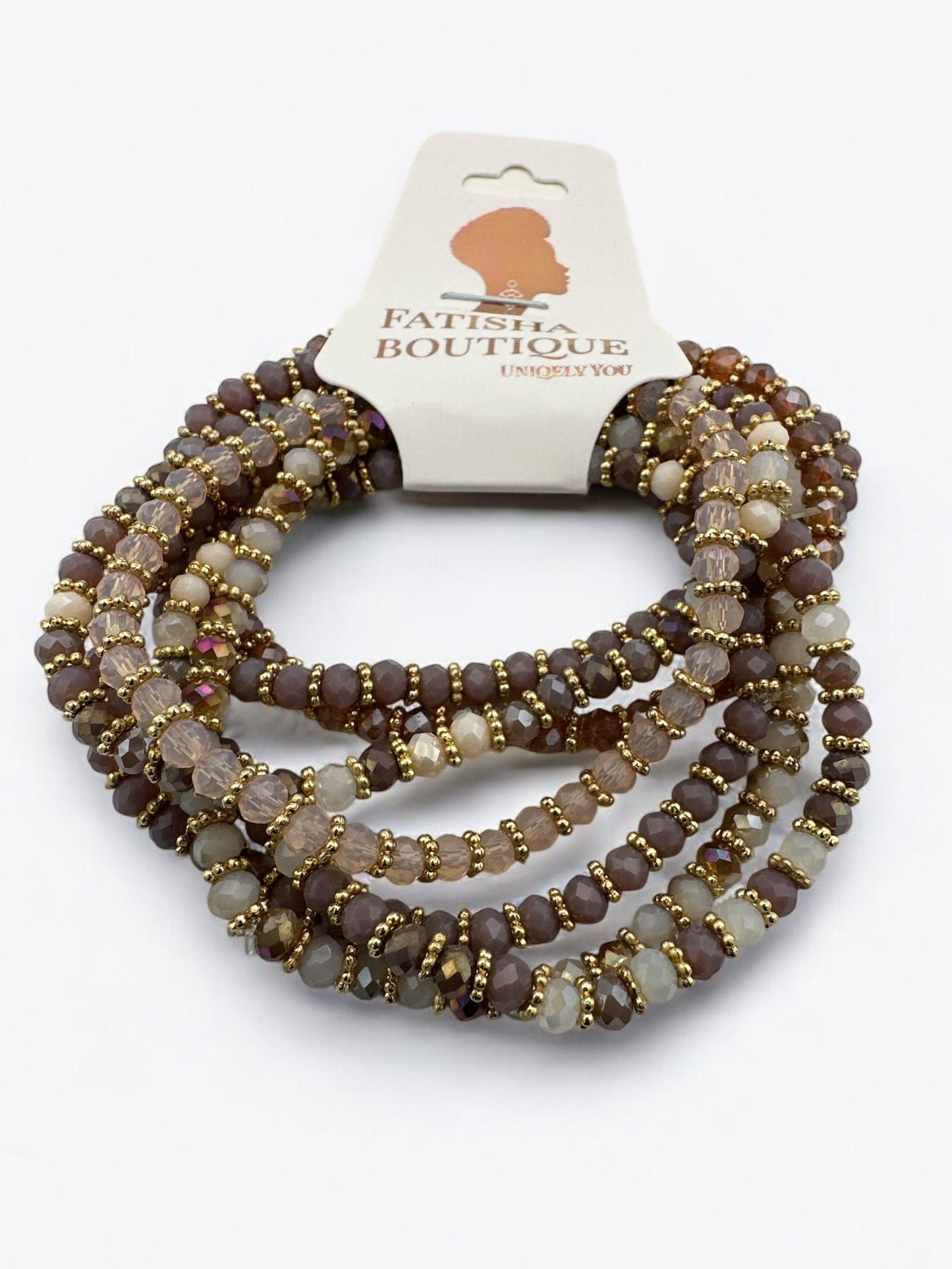 Bohemian 7 - Piece Crystal Beaded Bangles Bracelet Set - Fatisha Boutique