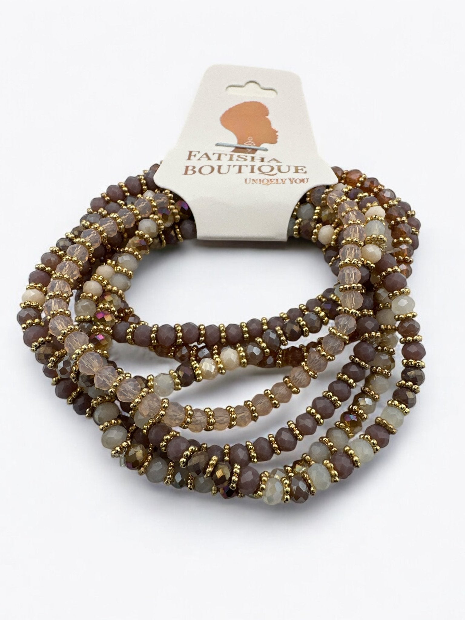 Bohemian 7 - Piece Crystal Beaded Bangles Bracelet Set - Fatisha Boutique