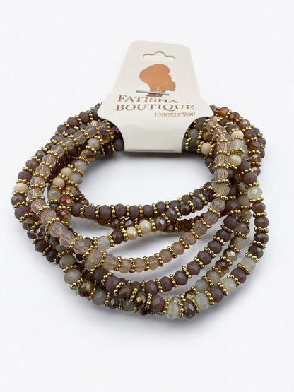 Bohemian 7 - Piece Crystal Beaded Bangles Bracelet Set - Fatisha Boutique