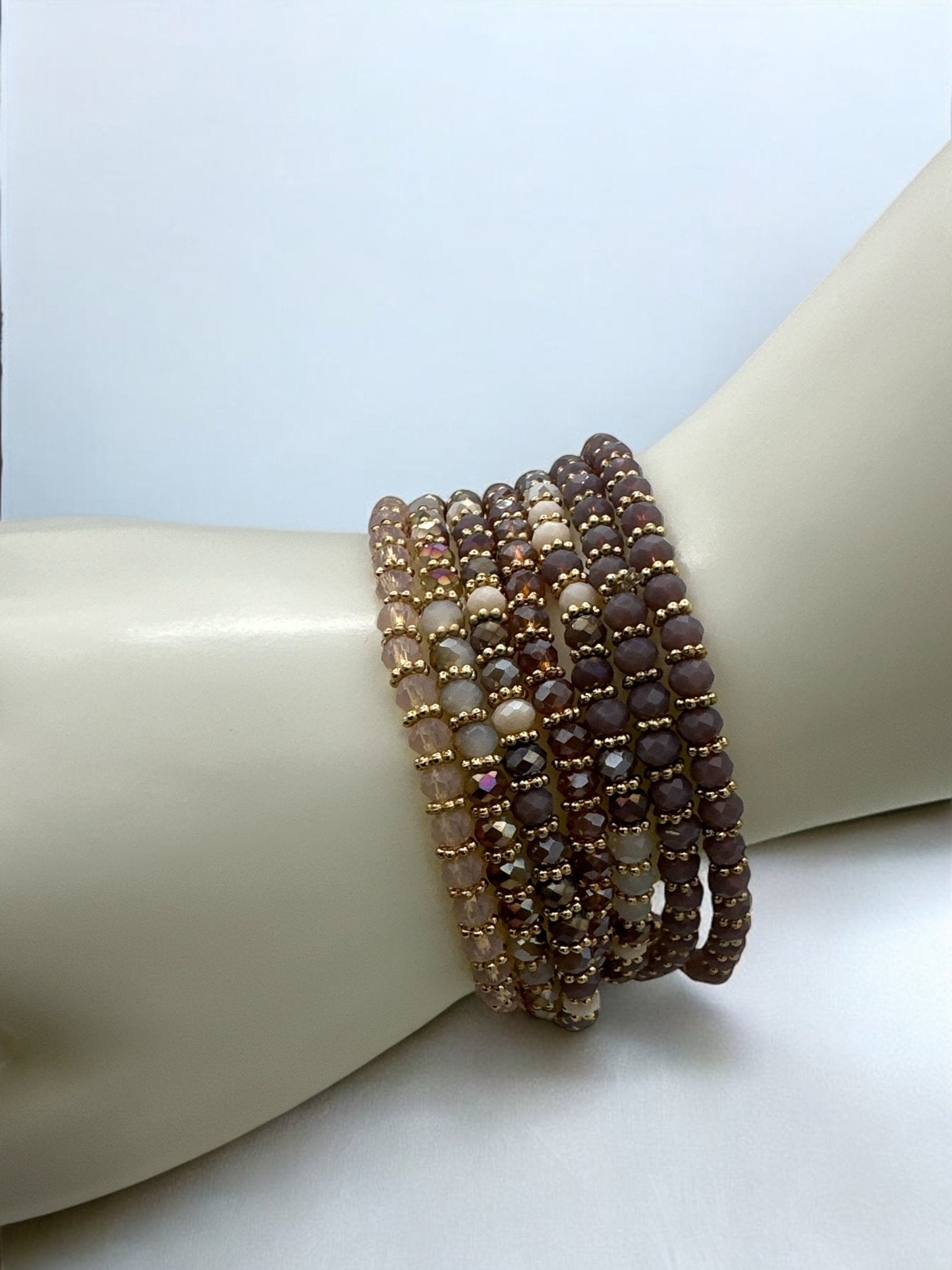 Bohemian 7 - Piece Crystal Beaded Bangles Bracelet Set - Fatisha Boutique