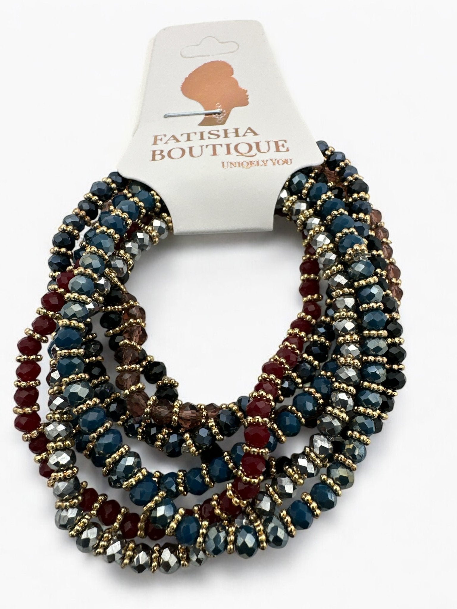 Bohemian 7 - Piece Crystal Beaded Bangles Bracelet Set - Fatisha Boutique