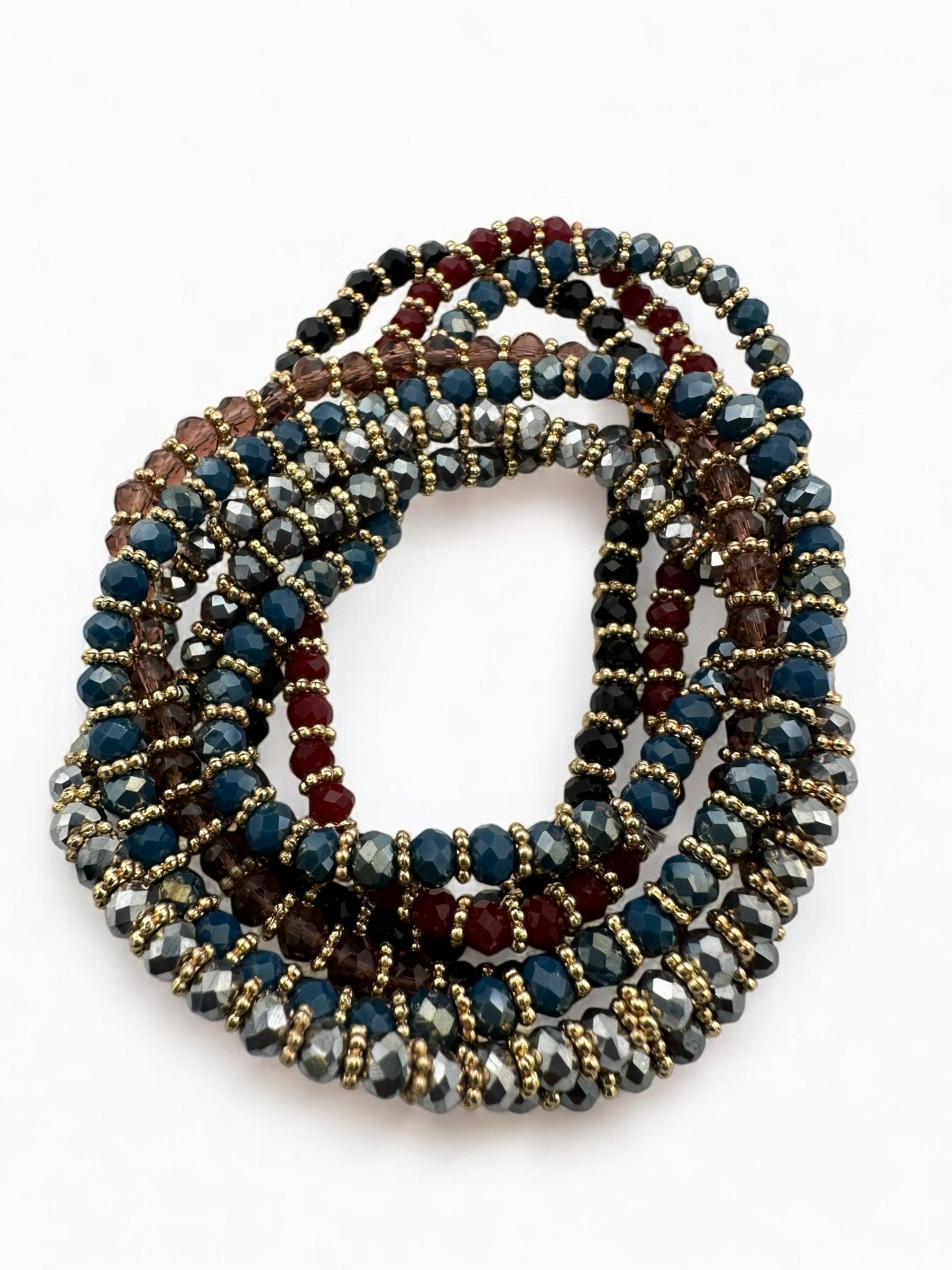 Bohemian 7 - Piece Crystal Beaded Bangles Bracelet Set - Fatisha Boutique