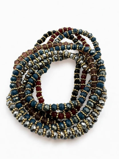 Bohemian 7 - Piece Crystal Beaded Bangles Bracelet Set - Fatisha Boutique