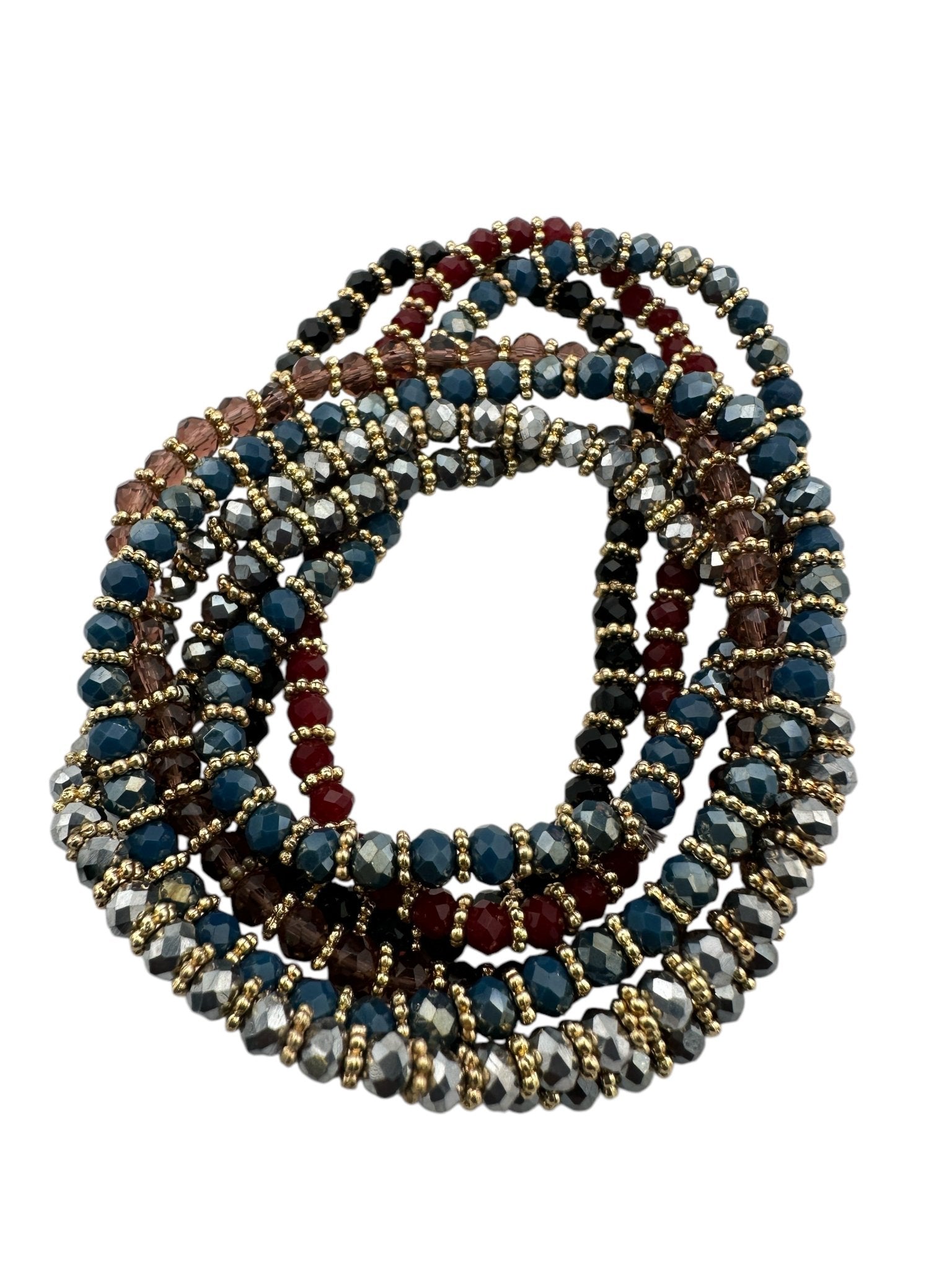 Bohemian 7 - Piece Crystal Beaded Bangles Bracelet Set - Fatisha Boutique