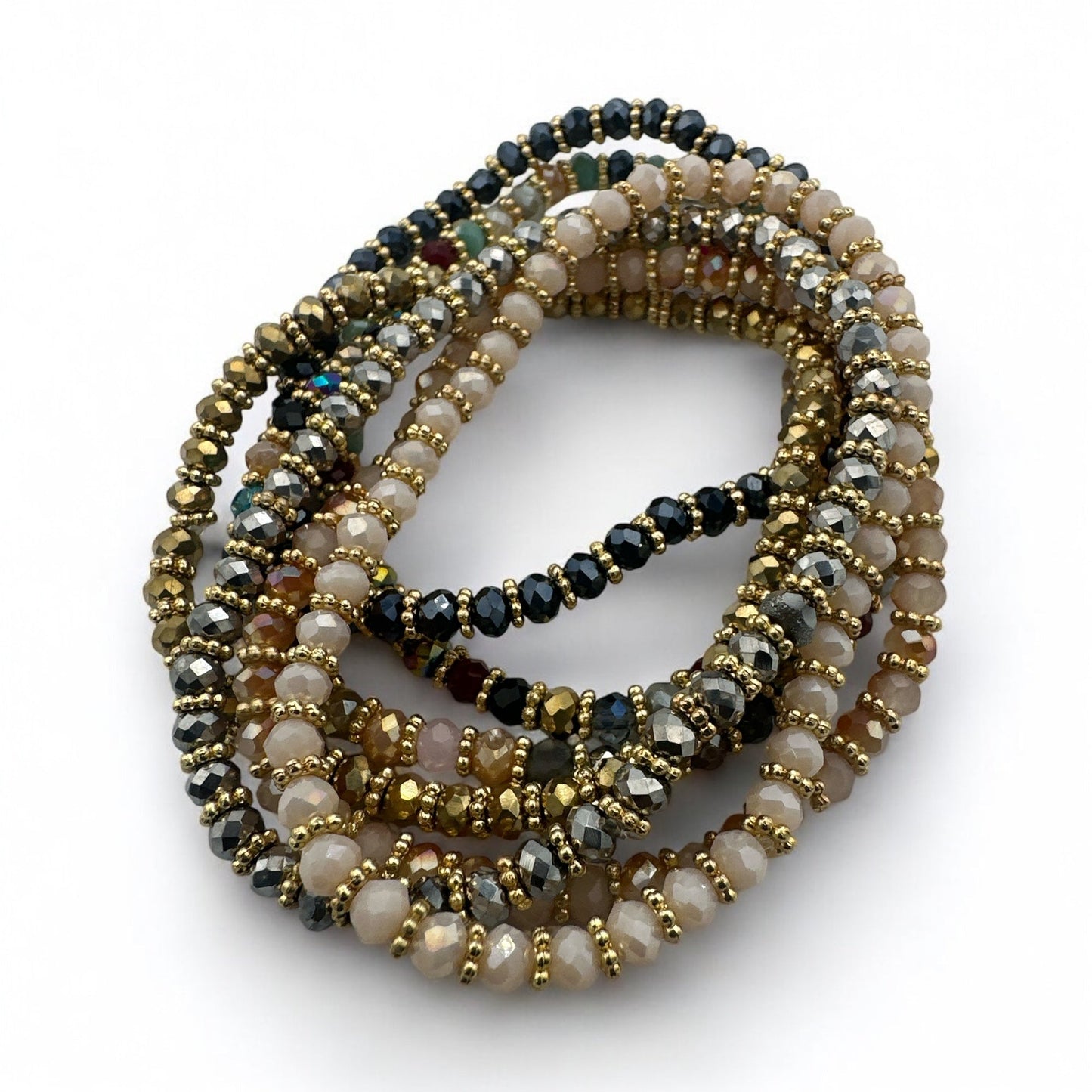 Bohemian 7 - Piece Crystal Beaded Bangles Bracelet Set - Fatisha Boutique