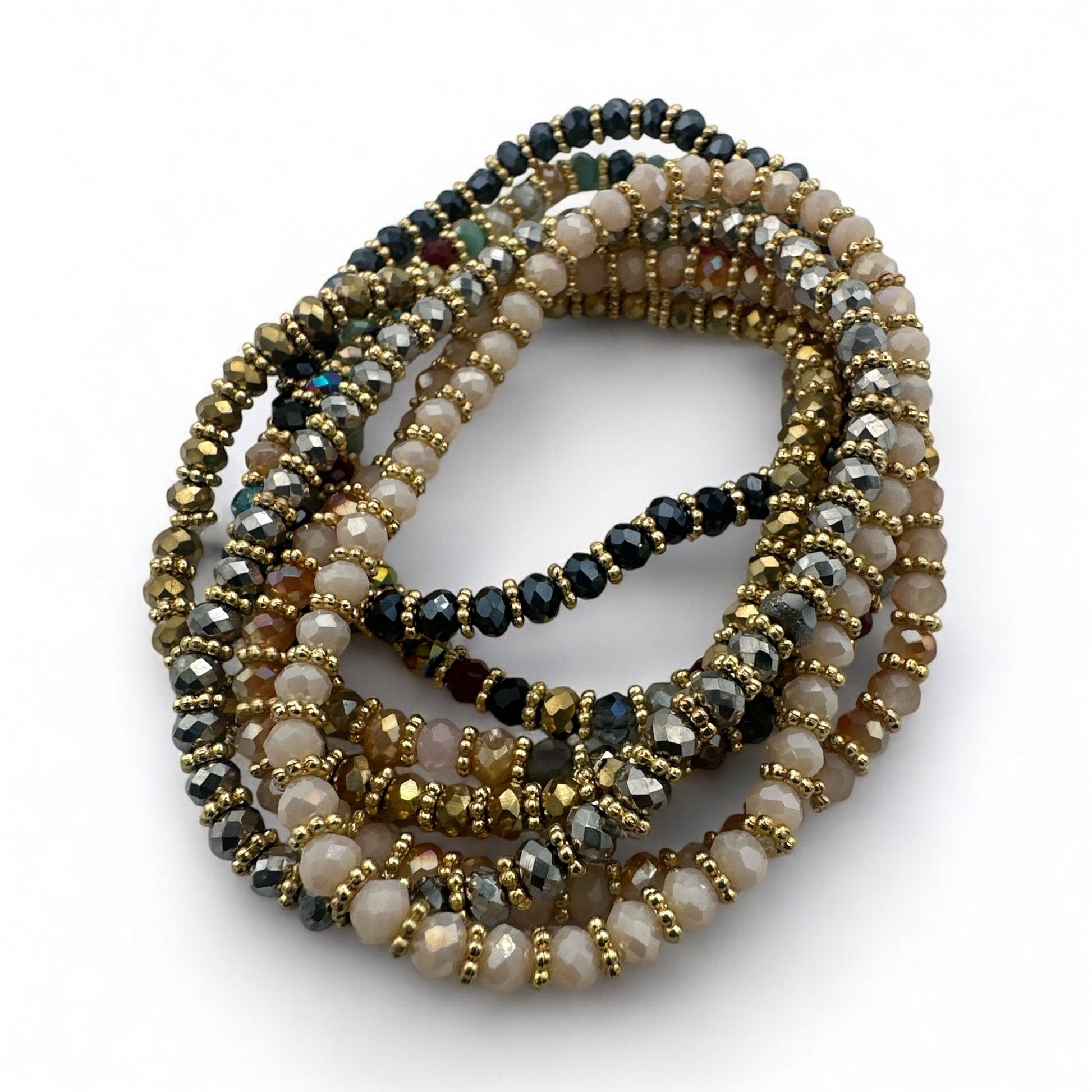Bohemian 7 - Piece Crystal Beaded Bangles Bracelet Set - Fatisha Boutique