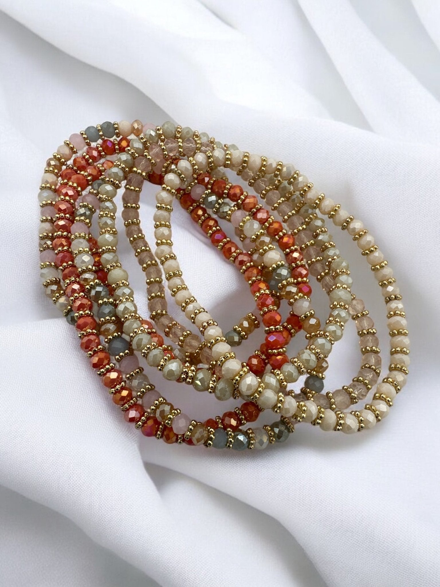 Bohemian 7 - Piece Crystal Beaded Bangles Bracelet Set - Fatisha Boutique
