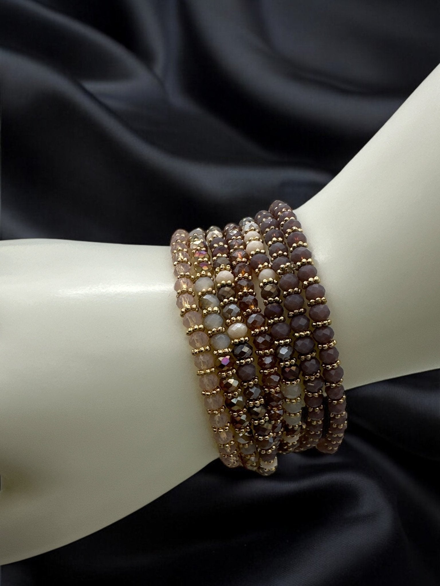 Bohemian 7 - Piece Crystal Beaded Bangles Bracelet Set - Fatisha Boutique