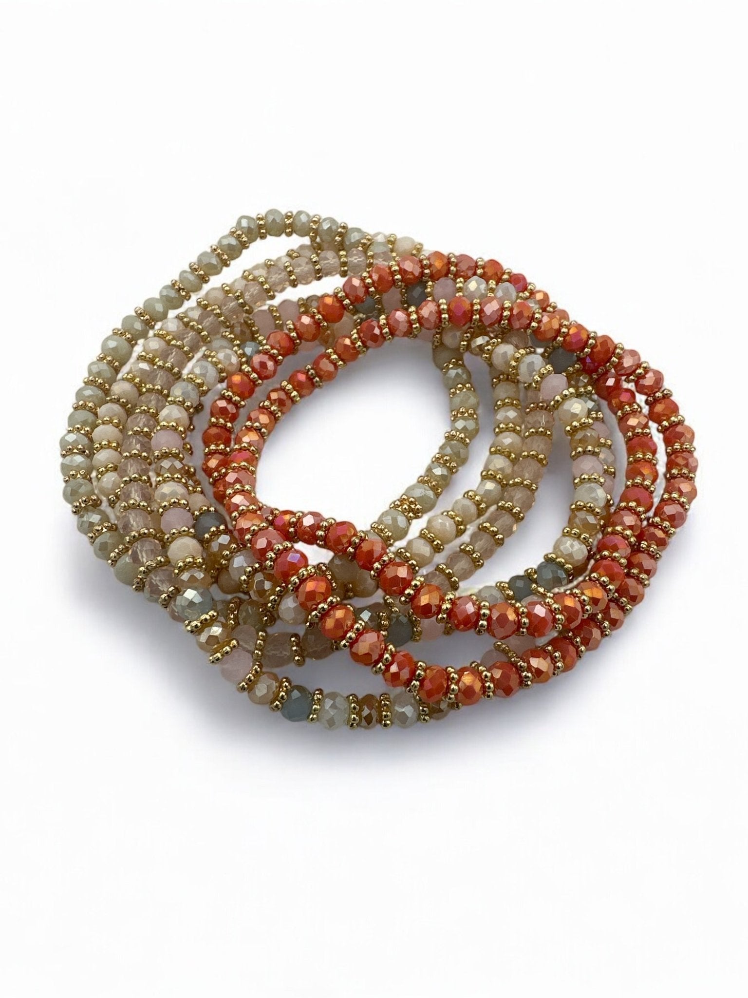 Bohemian 7 - Piece Crystal Beaded Bangles Bracelet Set - Fatisha Boutique