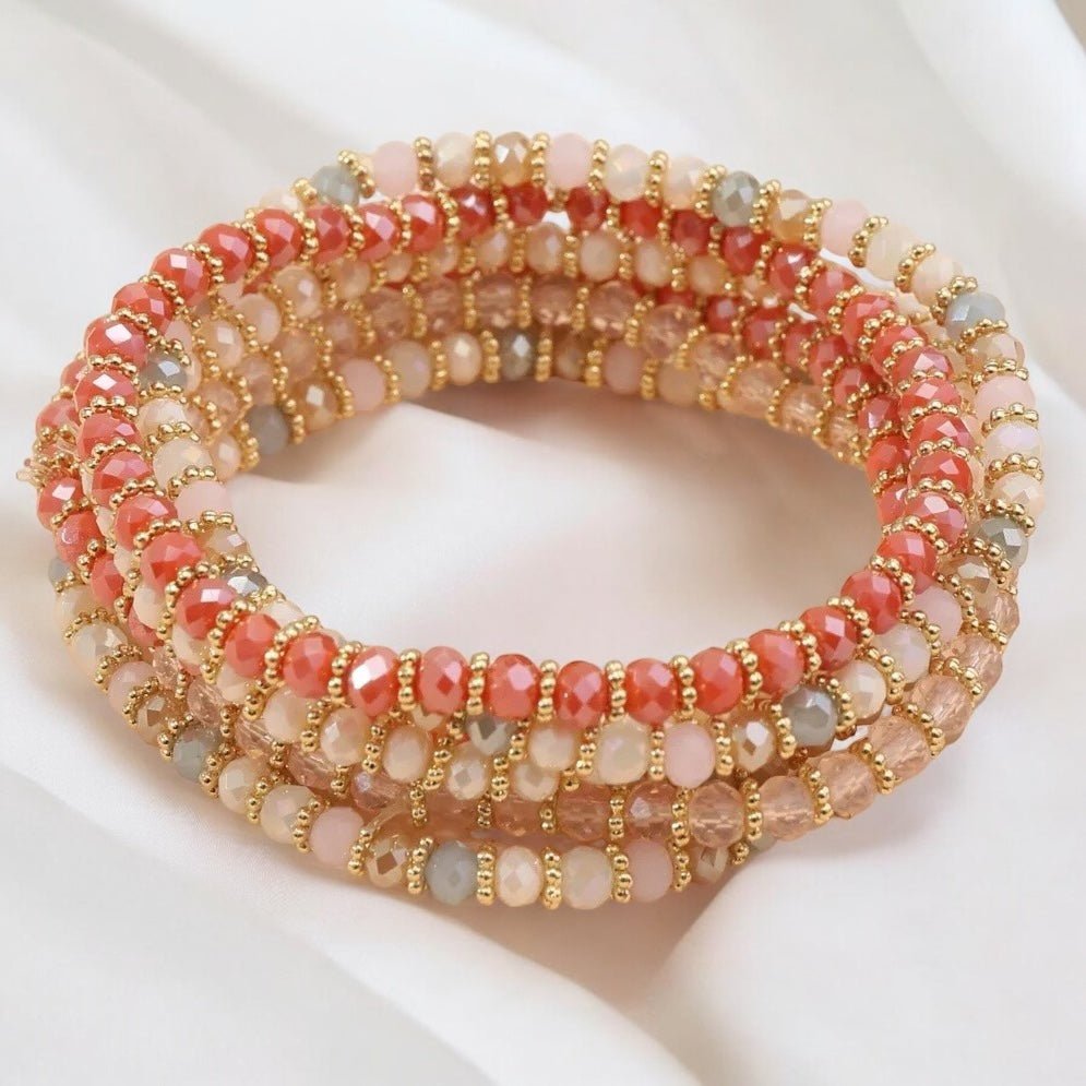 Bohemian 7 - Piece Crystal Beaded Bangles Bracelet Set - Fatisha Boutique