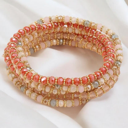 Bohemian 7 - Piece Crystal Beaded Bangles Bracelet Set - Fatisha Boutique
