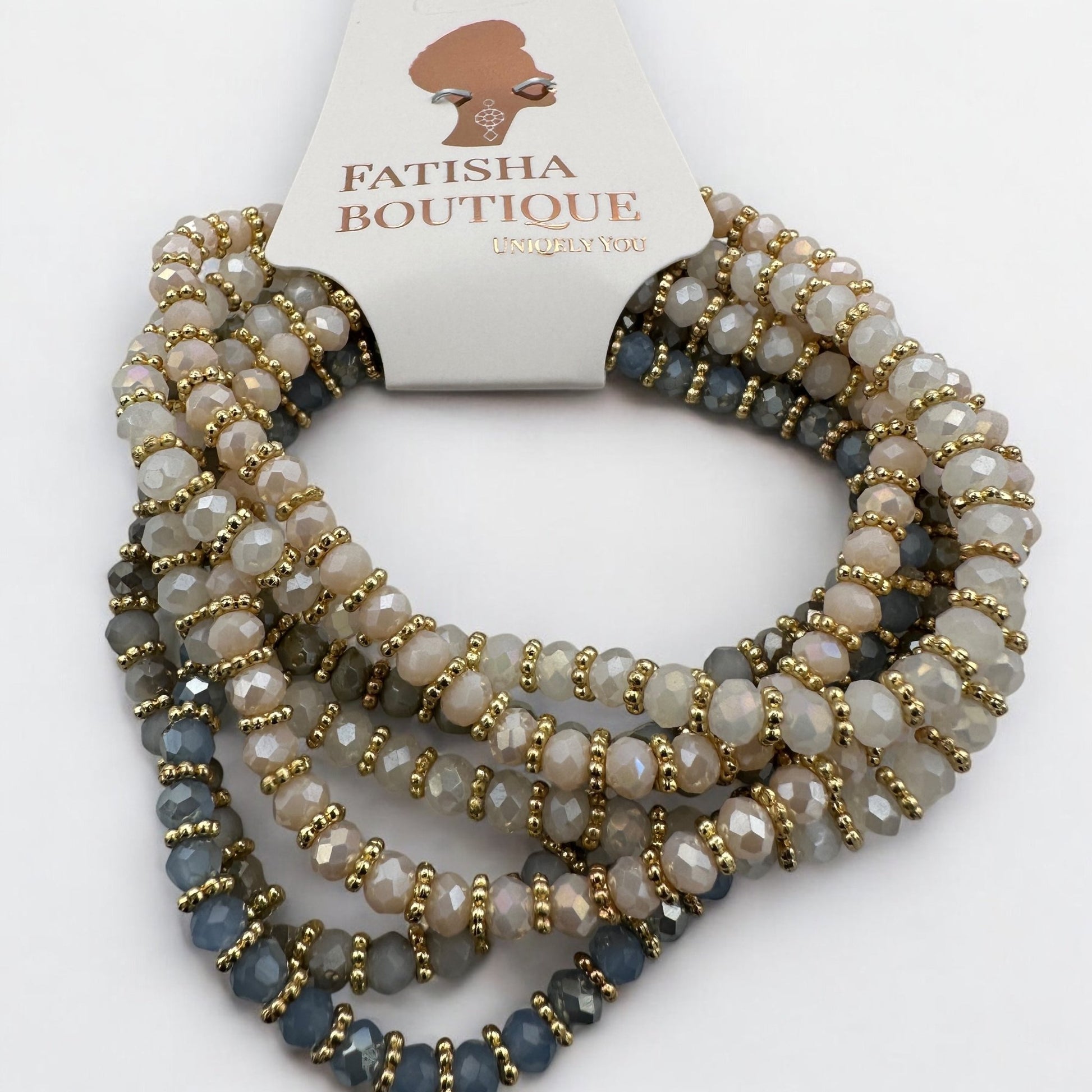 Bohemian 7 - Piece Crystal Beaded Bangles Bracelet Set - Fatisha Boutique