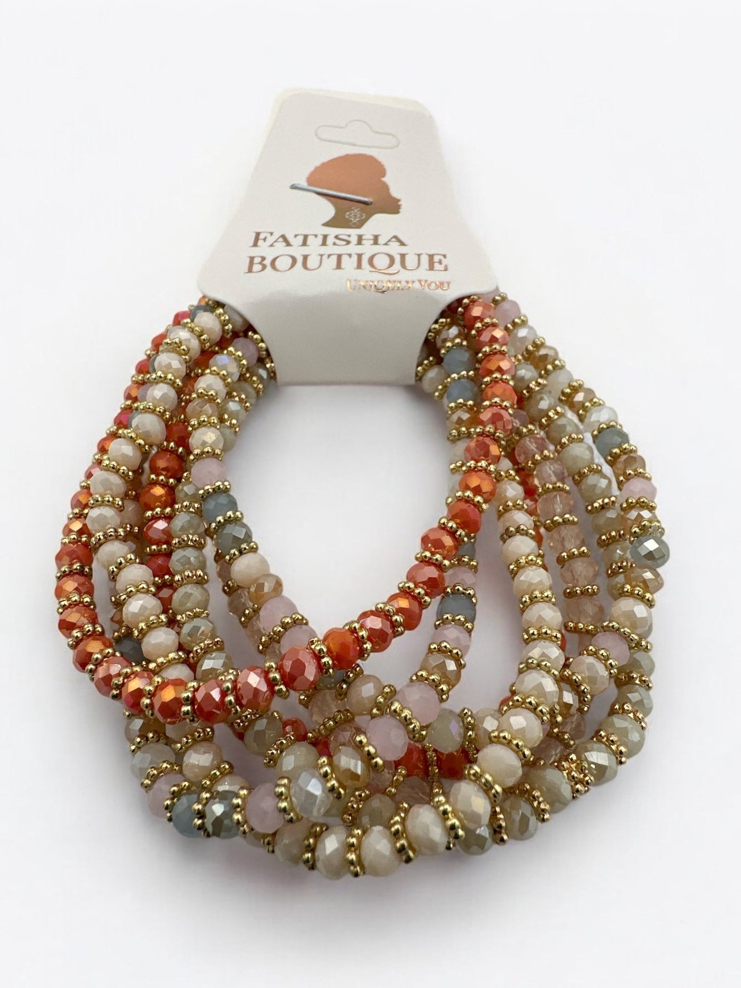Bohemian 7 - Piece Crystal Beaded Bangles Bracelet Set - Fatisha Boutique