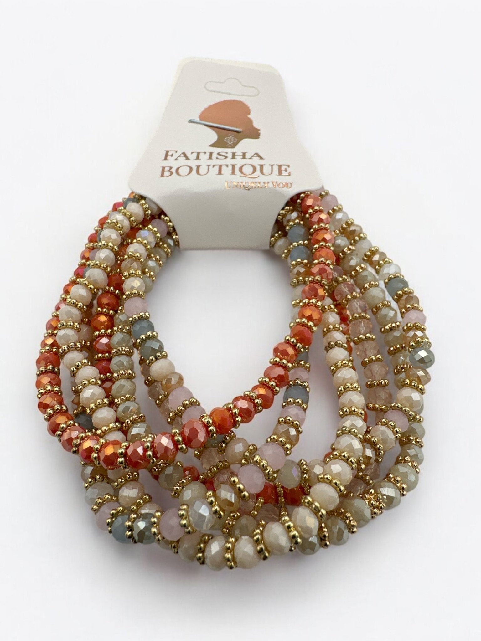 Bohemian 7 - Piece Crystal Beaded Bangles Bracelet Set - Fatisha Boutique