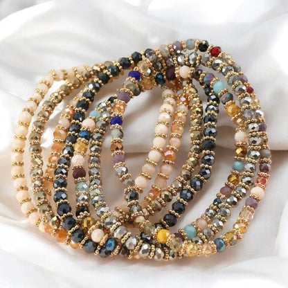 Bohemian 7 - Piece Crystal Beaded Bangles Bracelet Set - Fatisha Boutique