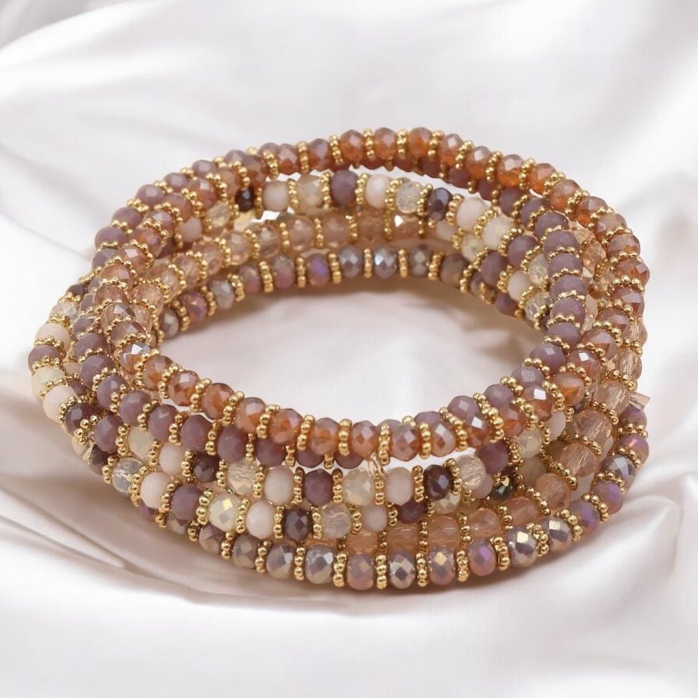 Bohemian 7 - Piece Crystal Beaded Bangles Bracelet Set - Fatisha Boutique