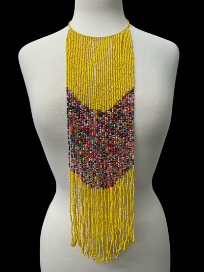 Bohemian Beaded Long Tassel Fringes Necklace – Bold, Colourful Statement Necklace for Women" - Fatisha Boutique
