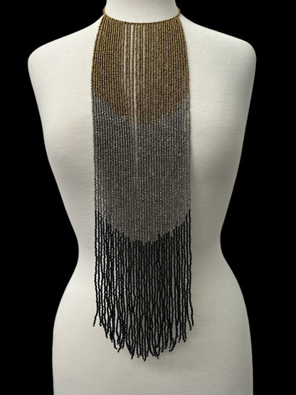 Bohemian Beaded Long Tassel Fringes Necklace – Bold, Colourful Statement Necklace for Women" - Fatisha Boutique