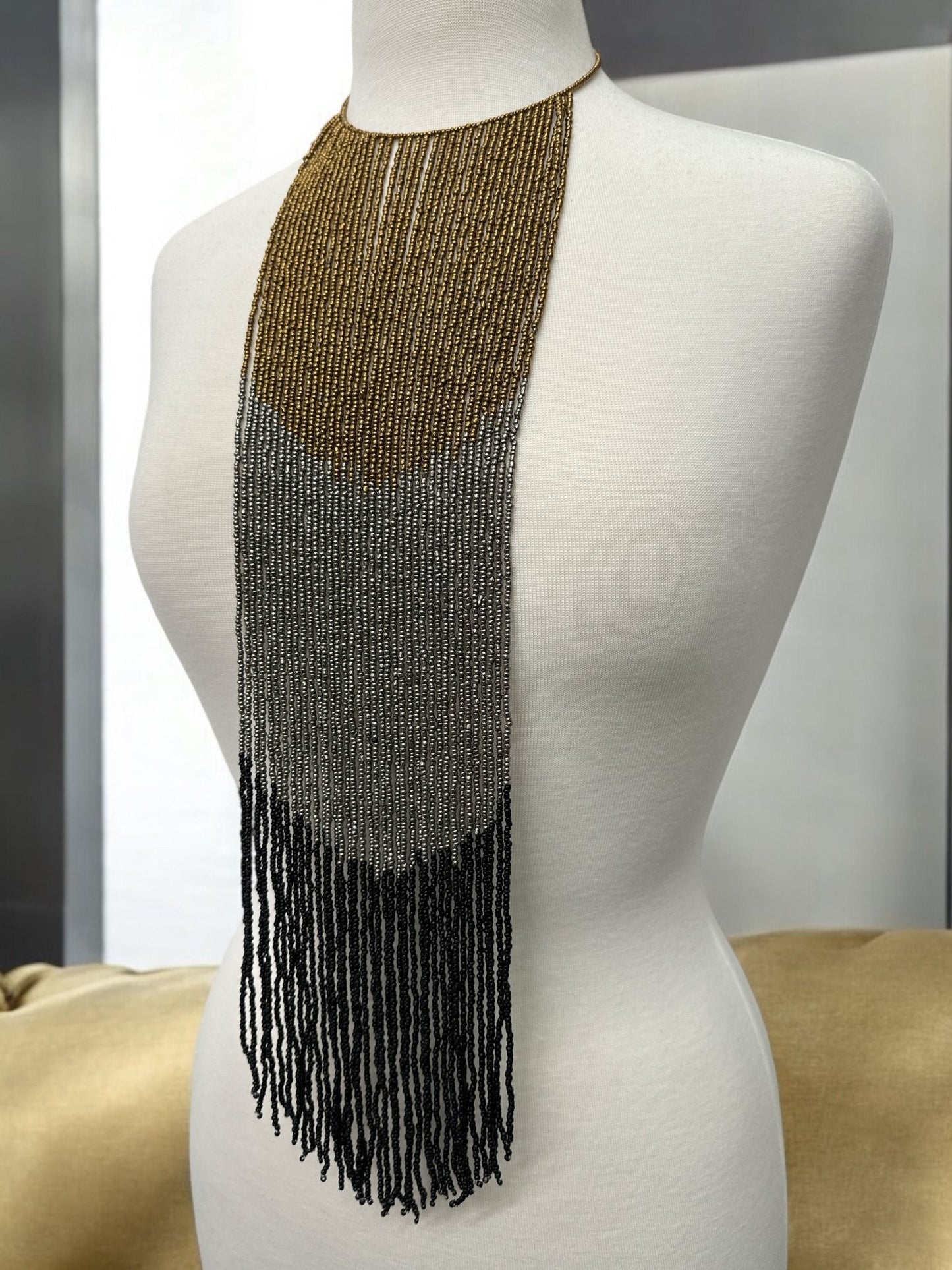 Bohemian Beaded Long Tassel Fringes Necklace – Bold, Colourful Statement Necklace for Women" - Fatisha Boutique