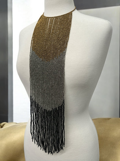 Bohemian Beaded Long Tassel Fringes Necklace – Bold, Colourful Statement Necklace for Women" - Fatisha Boutique