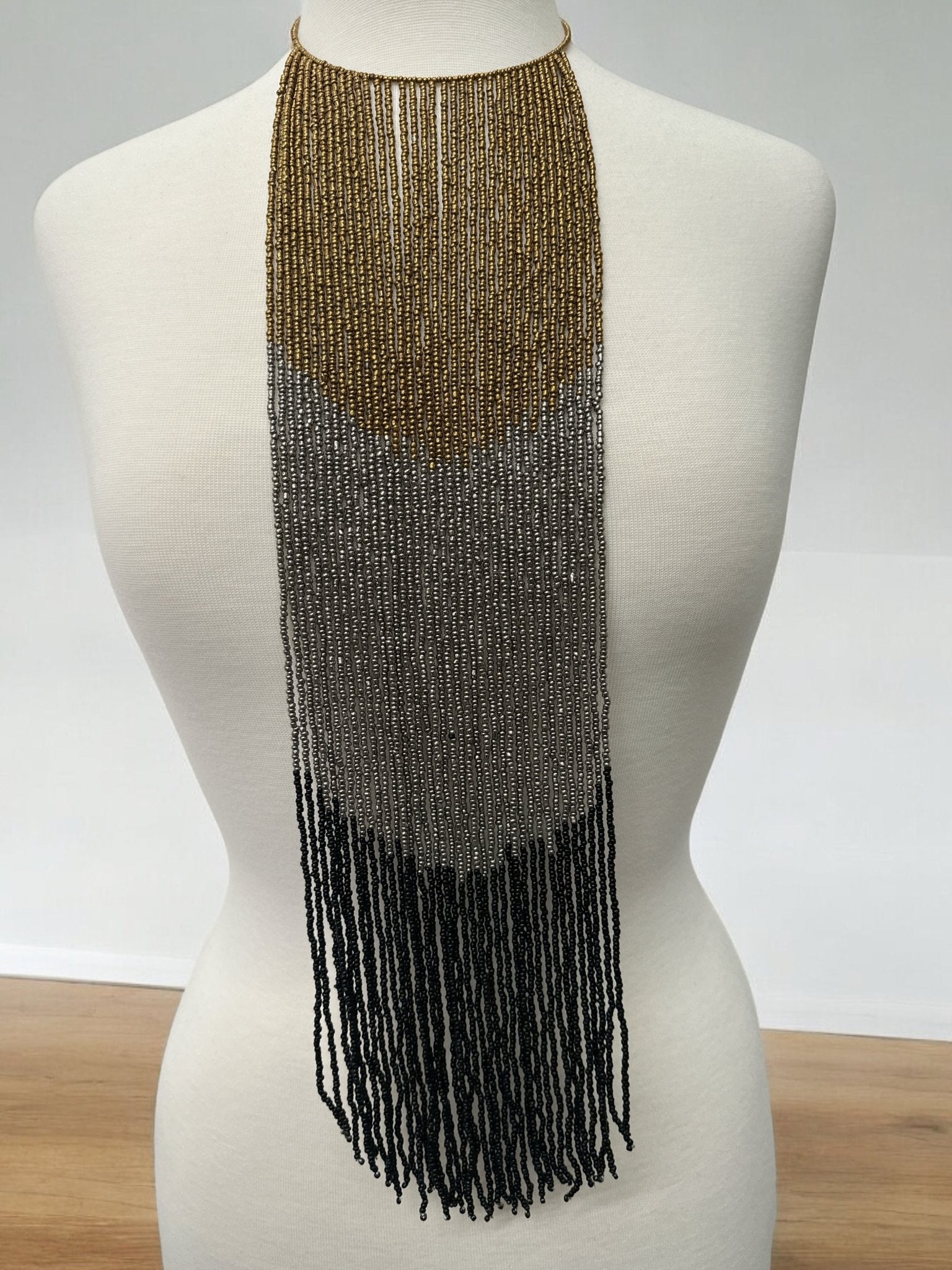 Bohemian Beaded Long Tassel Fringes Necklace – Bold, Colourful Statement Necklace for Women" - Fatisha Boutique