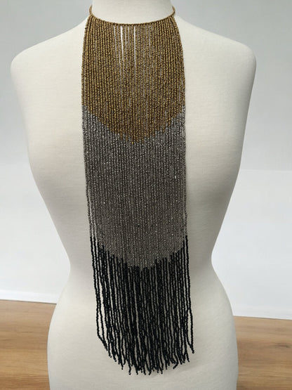 Bohemian Beaded Long Tassel Fringes Necklace – Bold, Colourful Statement Necklace for Women" - Fatisha Boutique
