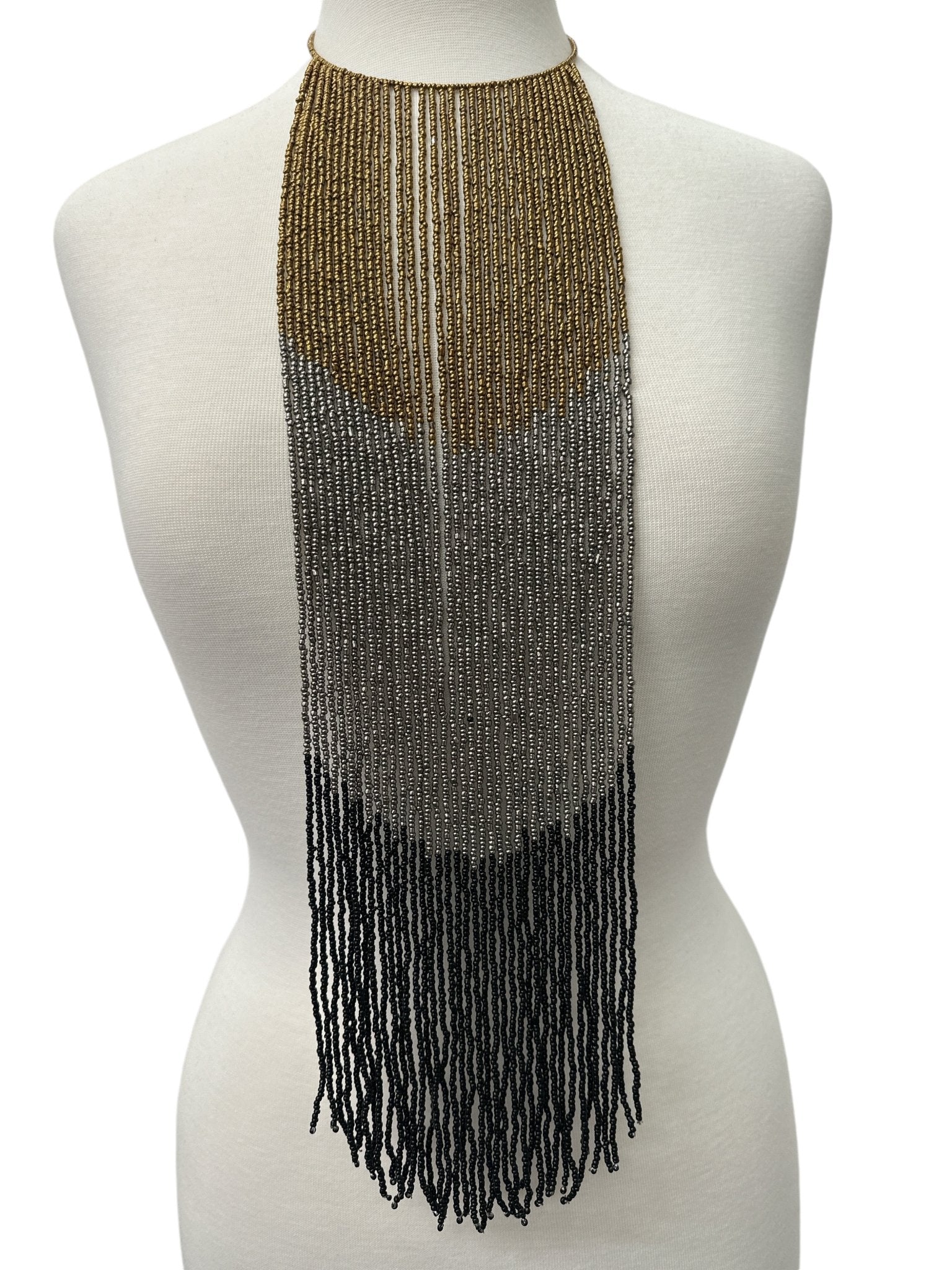 Bohemian Beaded Long Tassel Fringes Necklace – Bold, Colourful Statement Necklace for Women" - Fatisha Boutique