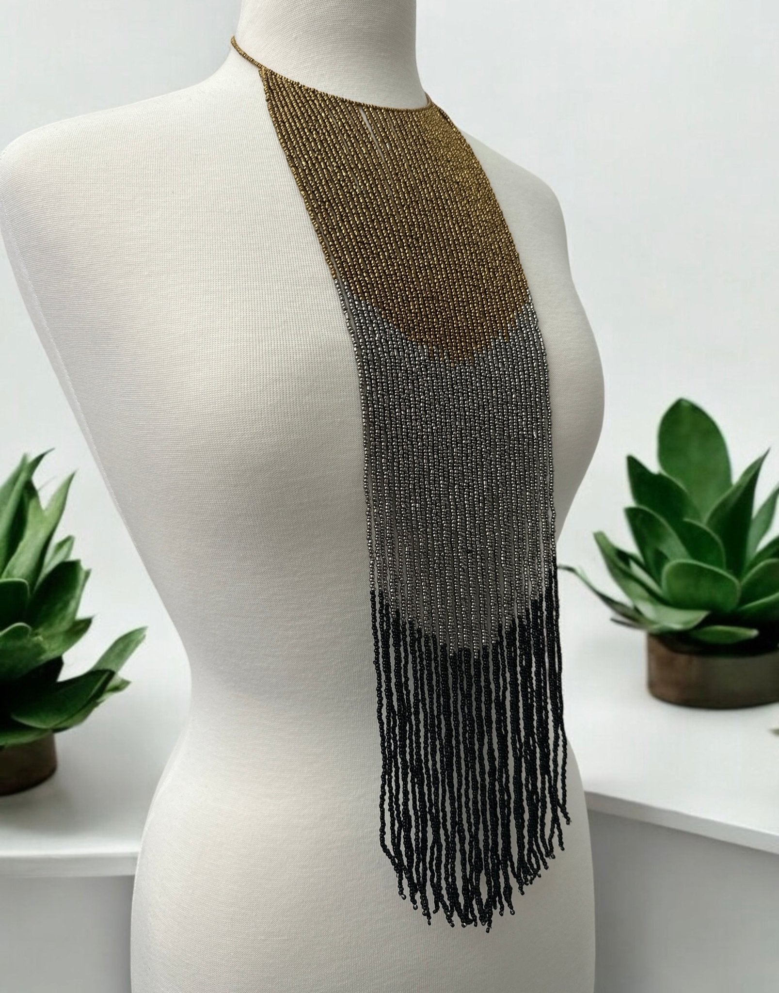 Bohemian Beaded Long Tassel Fringes Necklace – Bold, Colourful Statement Necklace for Women" - Fatisha Boutique