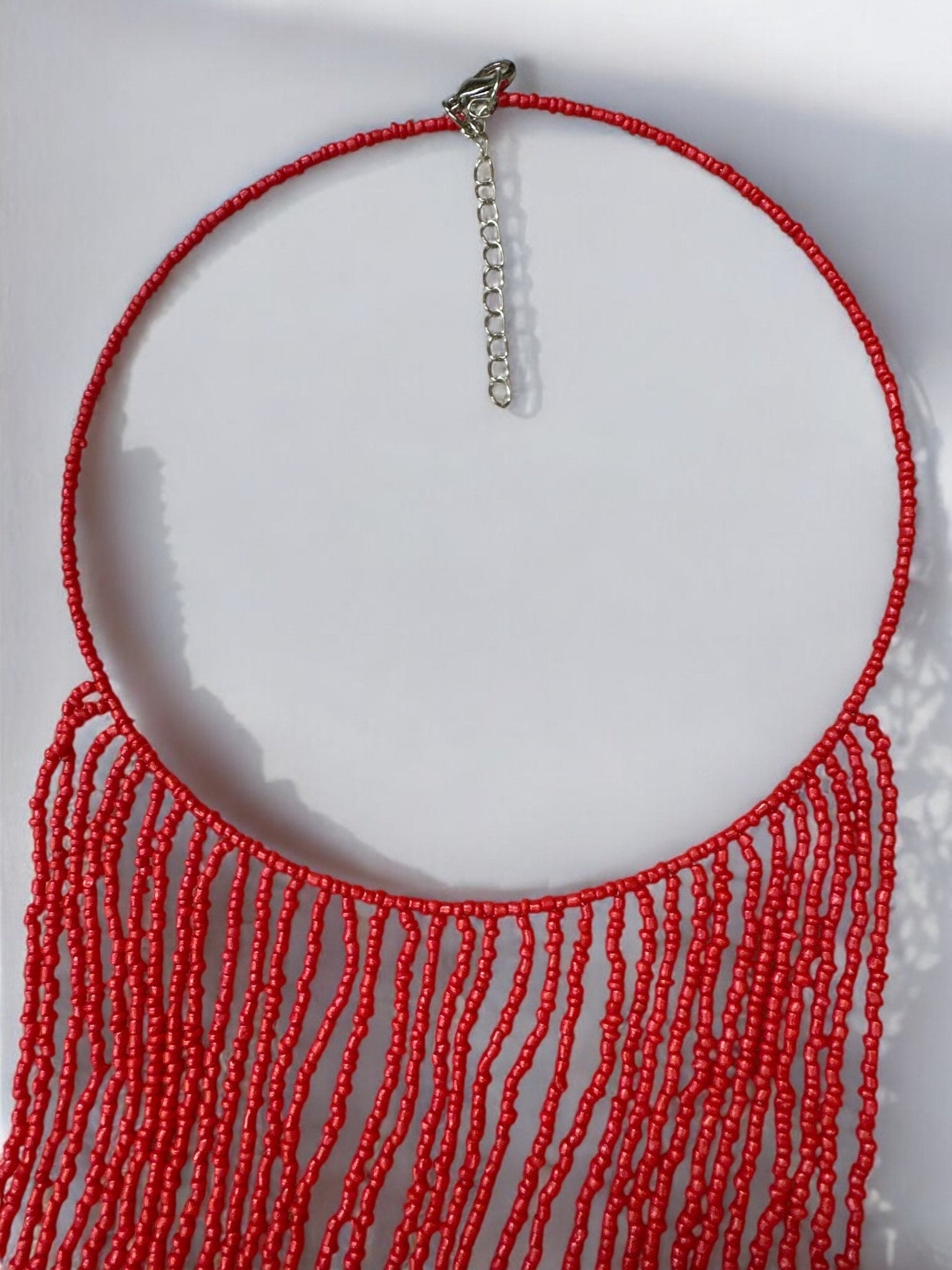 Bohemian Beaded Long Tassel Fringes Necklace – Bold, Colourful Statement Necklace for Women" - Fatisha Boutique
