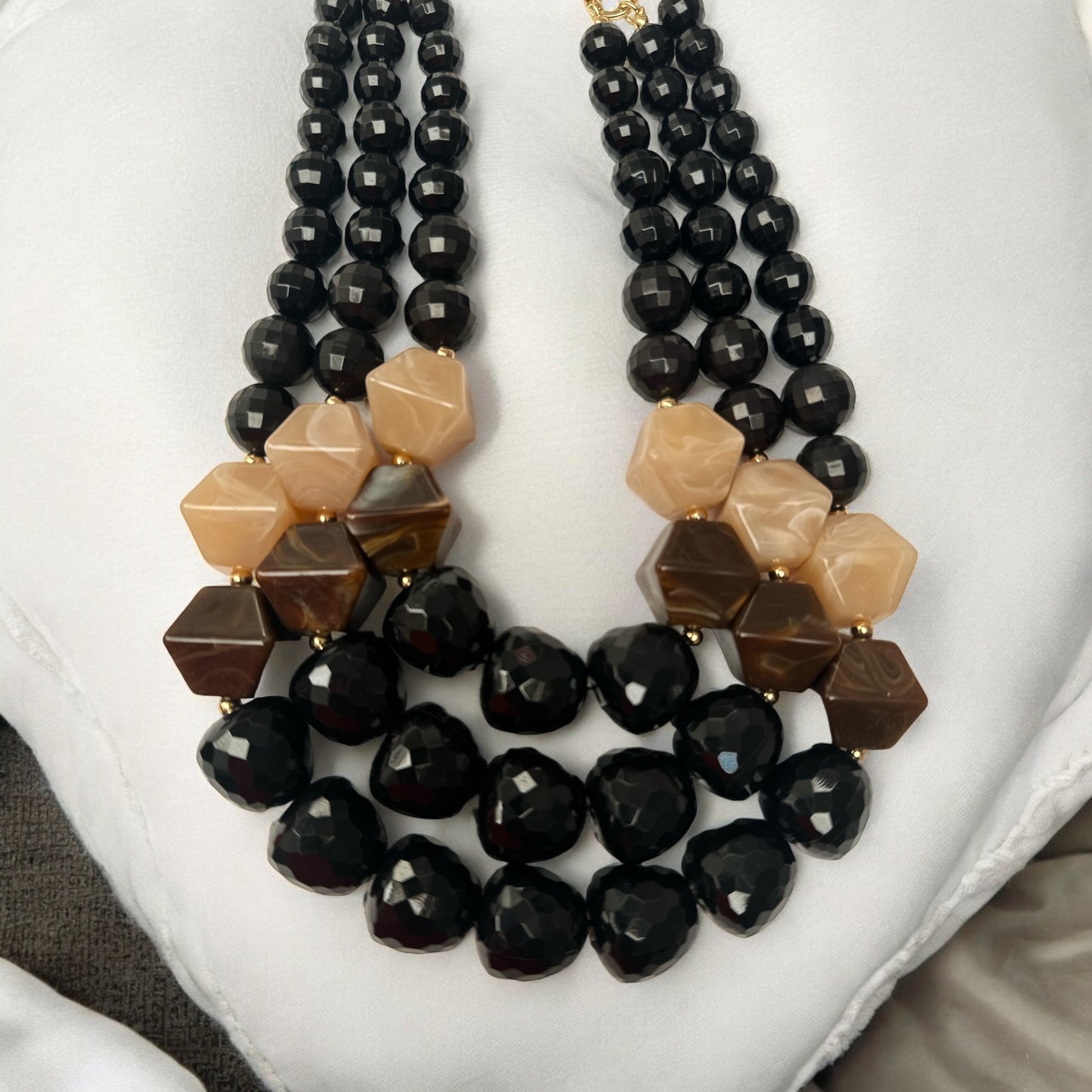 Bohemian Black Beaded Necklace Jewellery Set - Fatisha Boutique