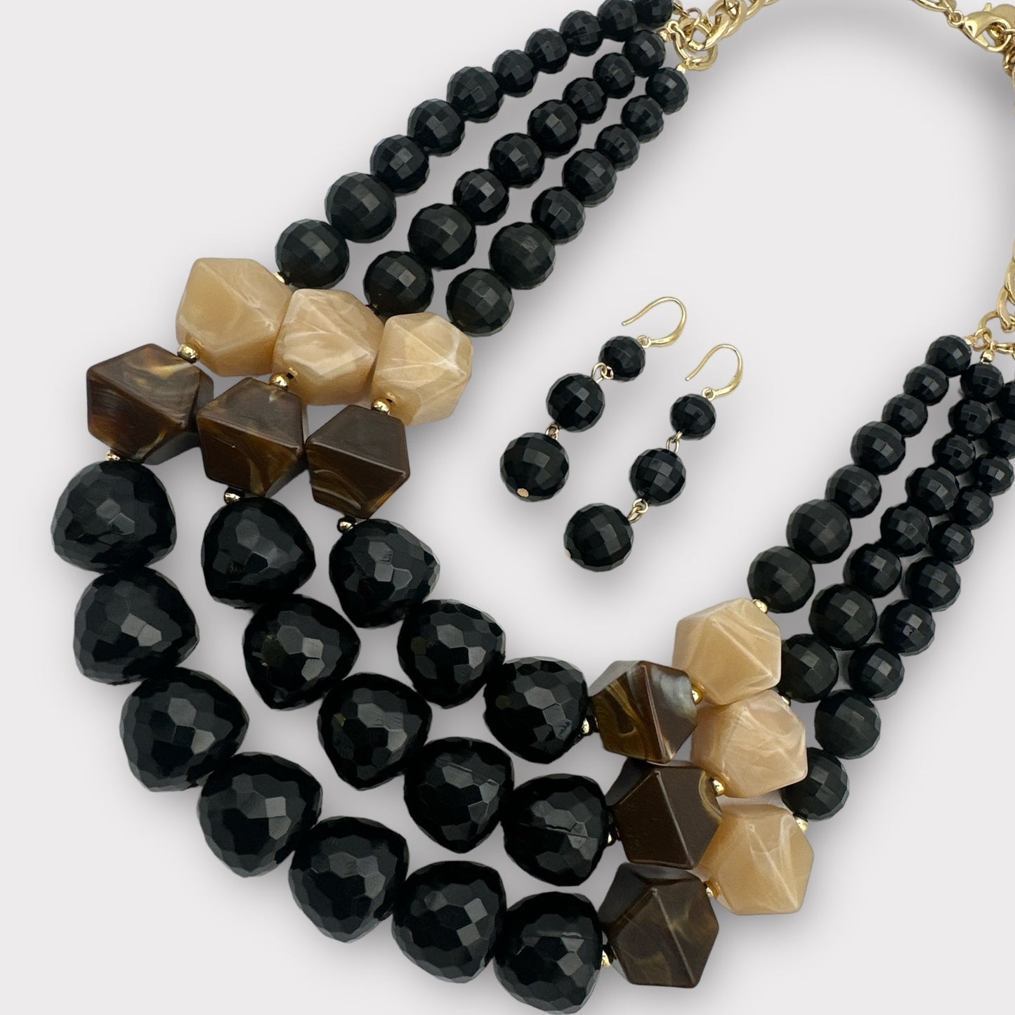 Bohemian Black Beaded Necklace Jewellery Set - Fatisha Boutique