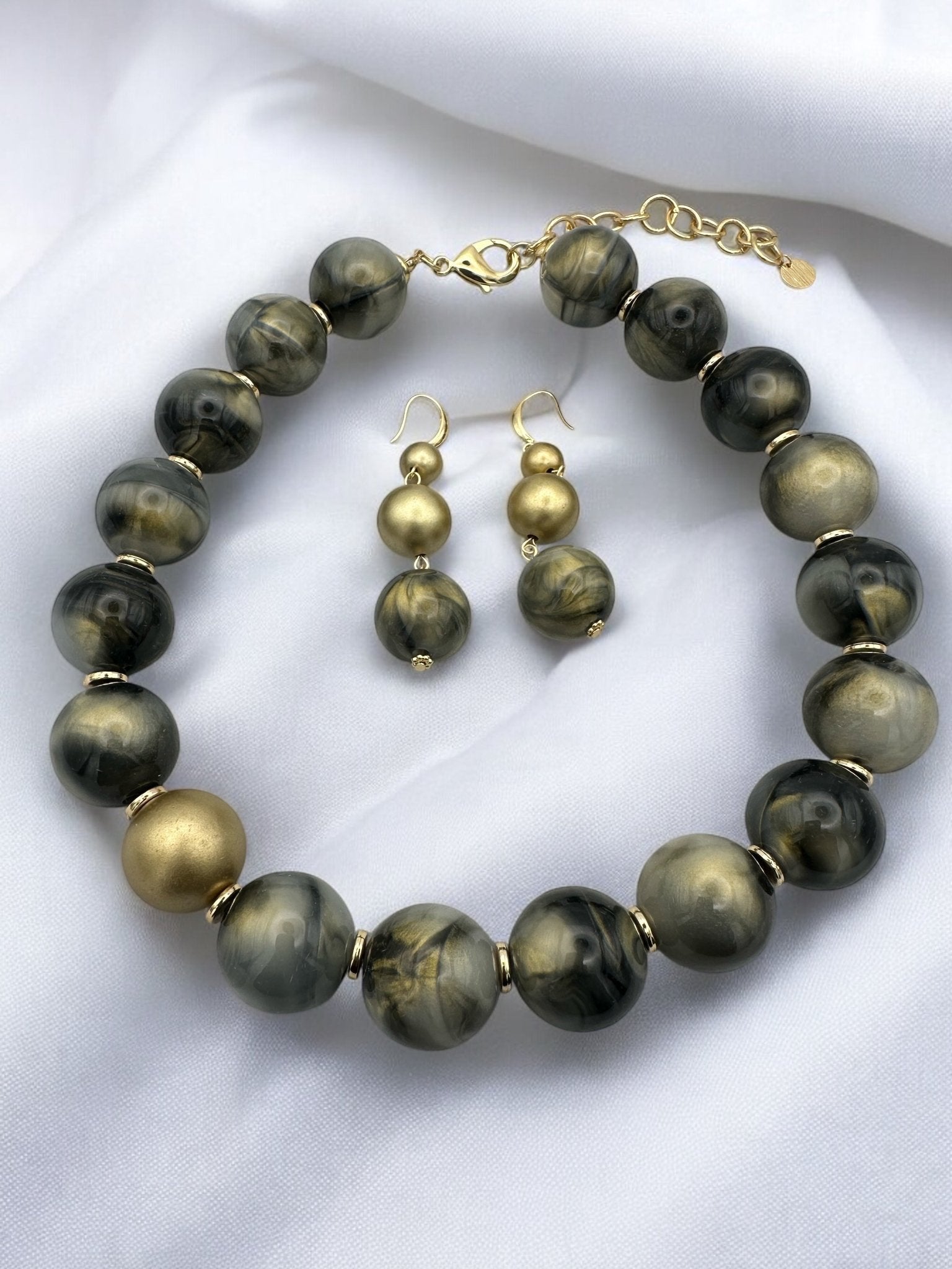 Bohemian Chunky Resin Beaded Statement Necklace Set - Fatisha Boutique