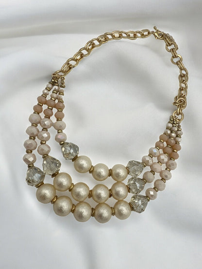Bohemian Classic Style Triple Strands Faux Beaded Pearls Necklace - Fatisha Boutique